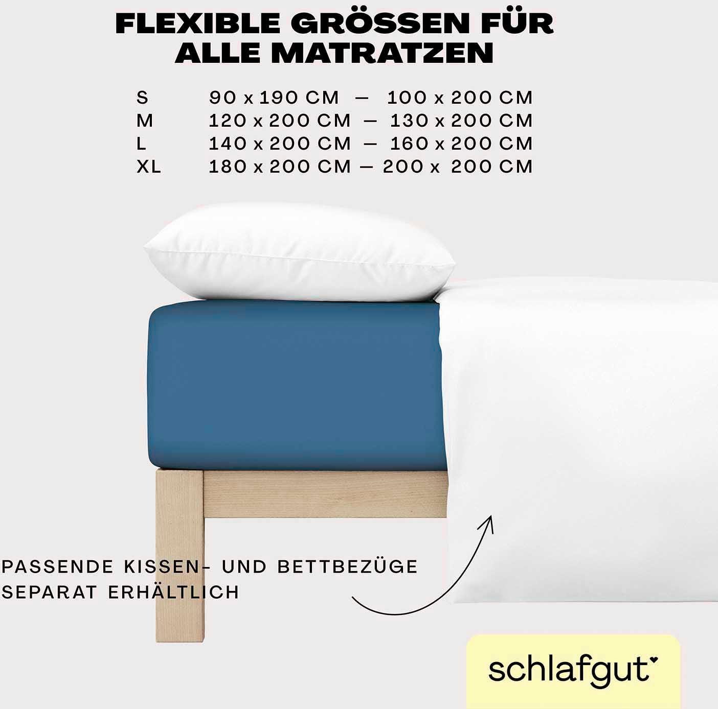 Schlafgut Hoeslaken EASY van 100% katoen, zacht & absorberend, merk-beddengoed voor matrassen tot 22 cm hoogte, in 90x200, 140x200 of 180x200 cm (1 stuk)