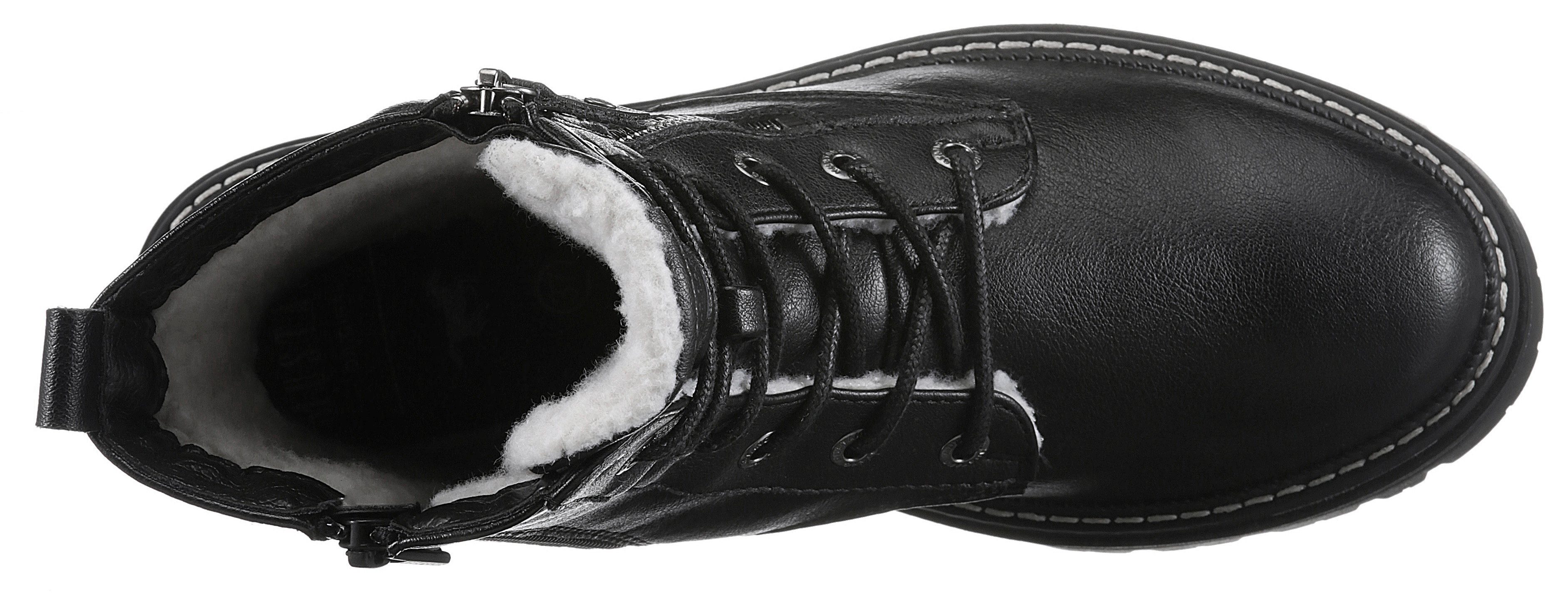 Mustang Shoes Winterlaarzen hakken, winter enkellaars, veterschoenen, nagels en decoratieve naden