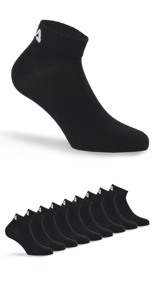 Fila Korte sokken UNISEX QUARTER PLAIN SOCKS (9 paar, Set van 9) unisex sportsokken maat 39 zwart