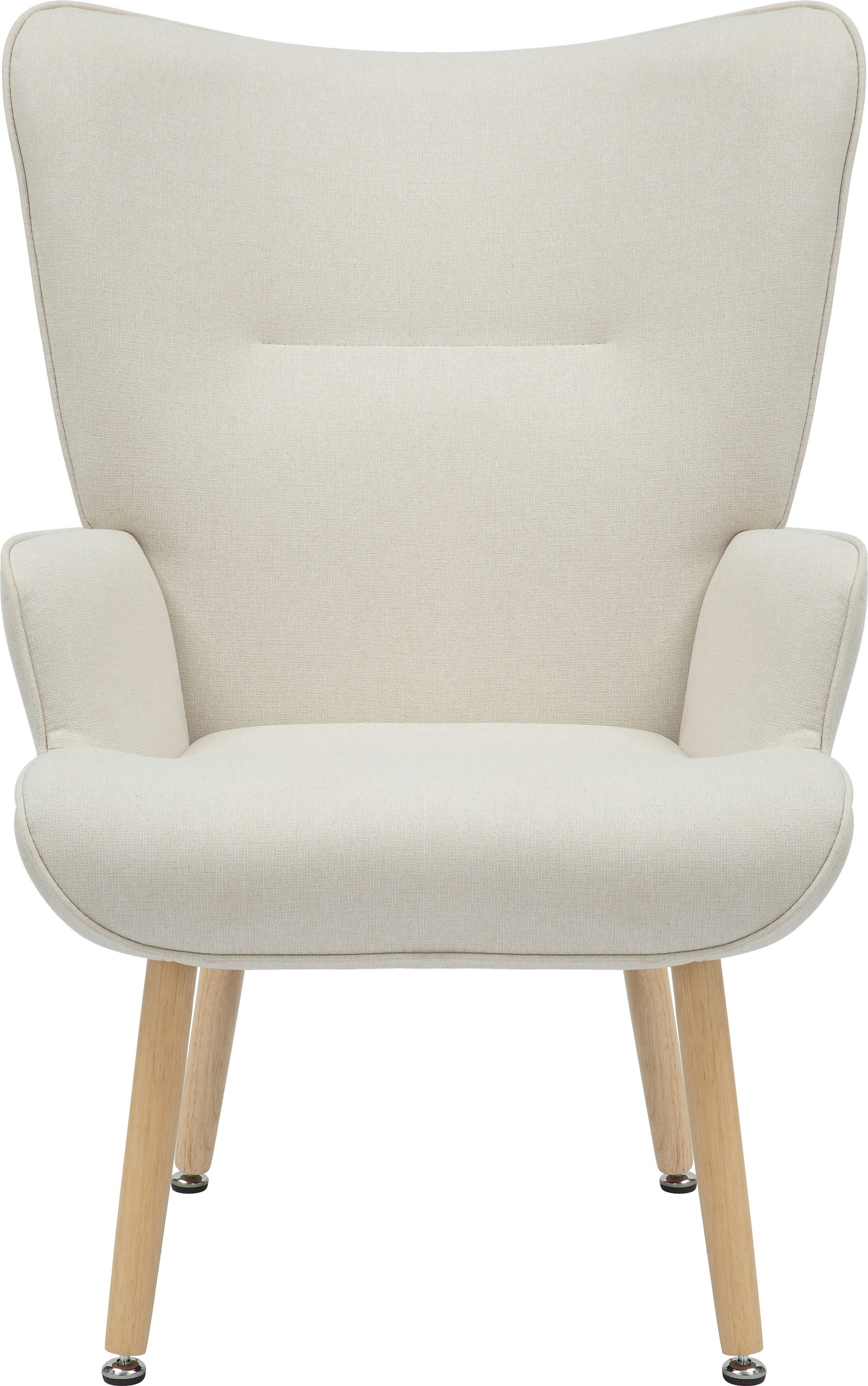INOSIGN Relaxfauteuil KEADY, hoge rugstoel, TV-stoel Relaxstoel, oorkussenstoel met stabiele massief houten frame