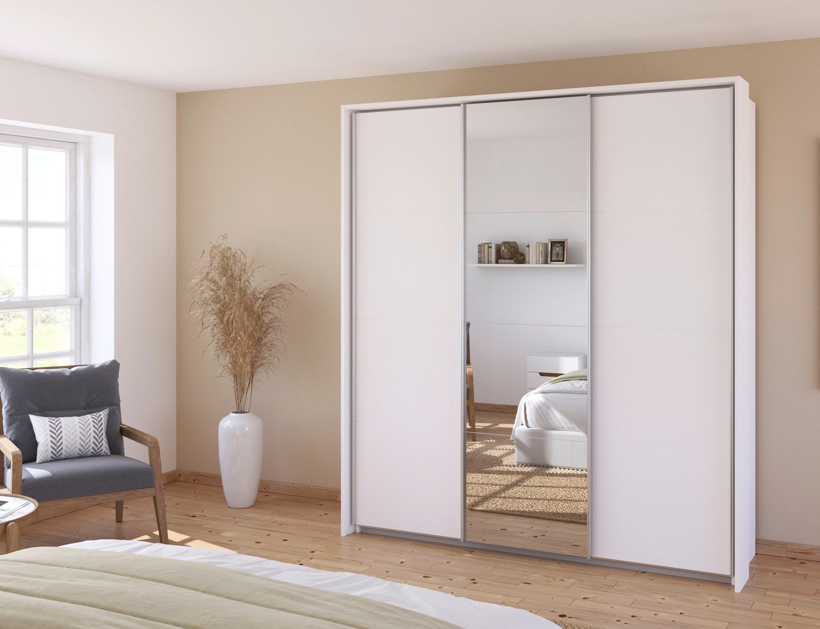 rauch Schuifdeurkast Kledingkast kast garderobe CORTONA met passe-partout en optionele verlichting inclusief indeling 2 boxen en planken