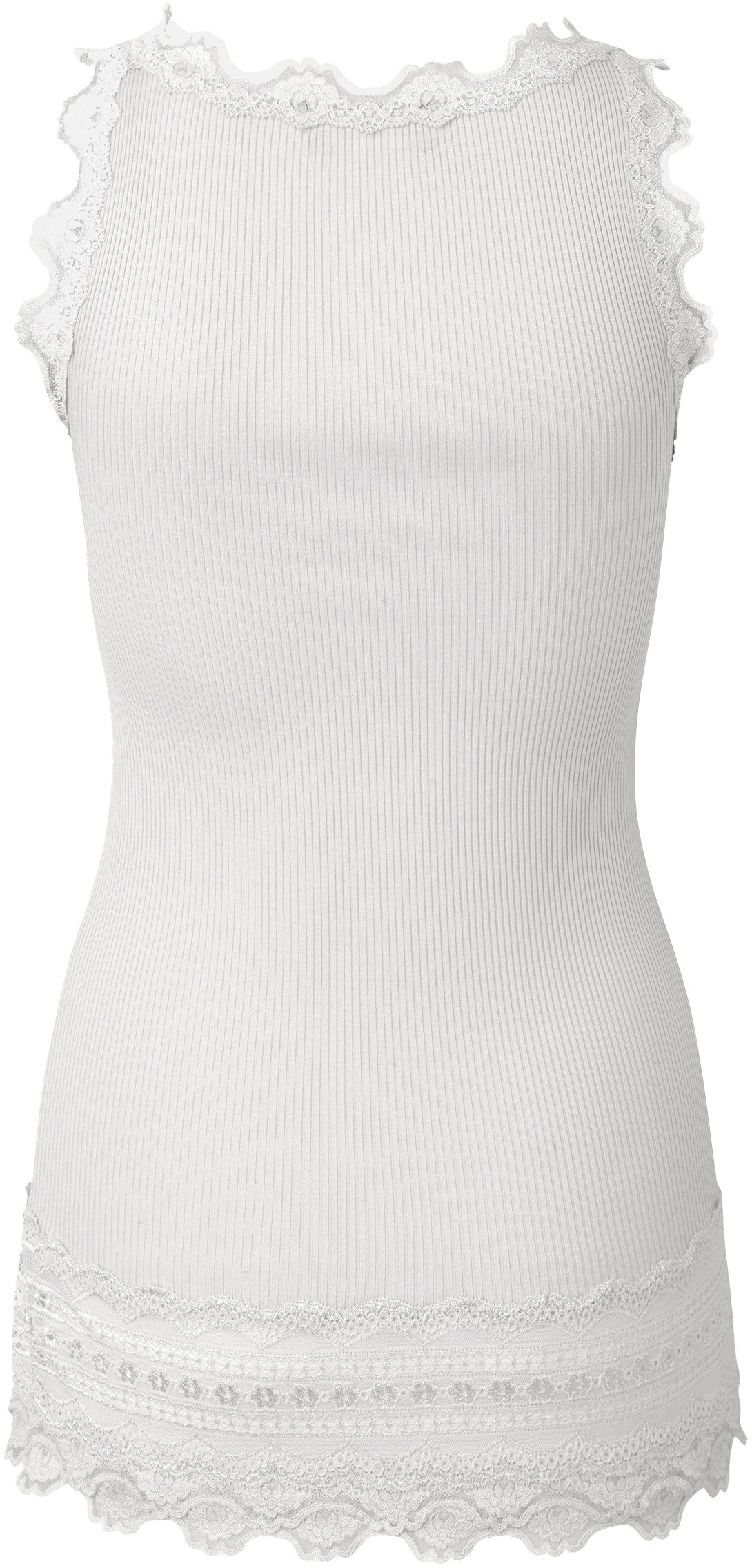 rosemunde Tanktop Benita Silk Top Camisole met vintage kant aan de halslijn brede elastische kant aan de zoom