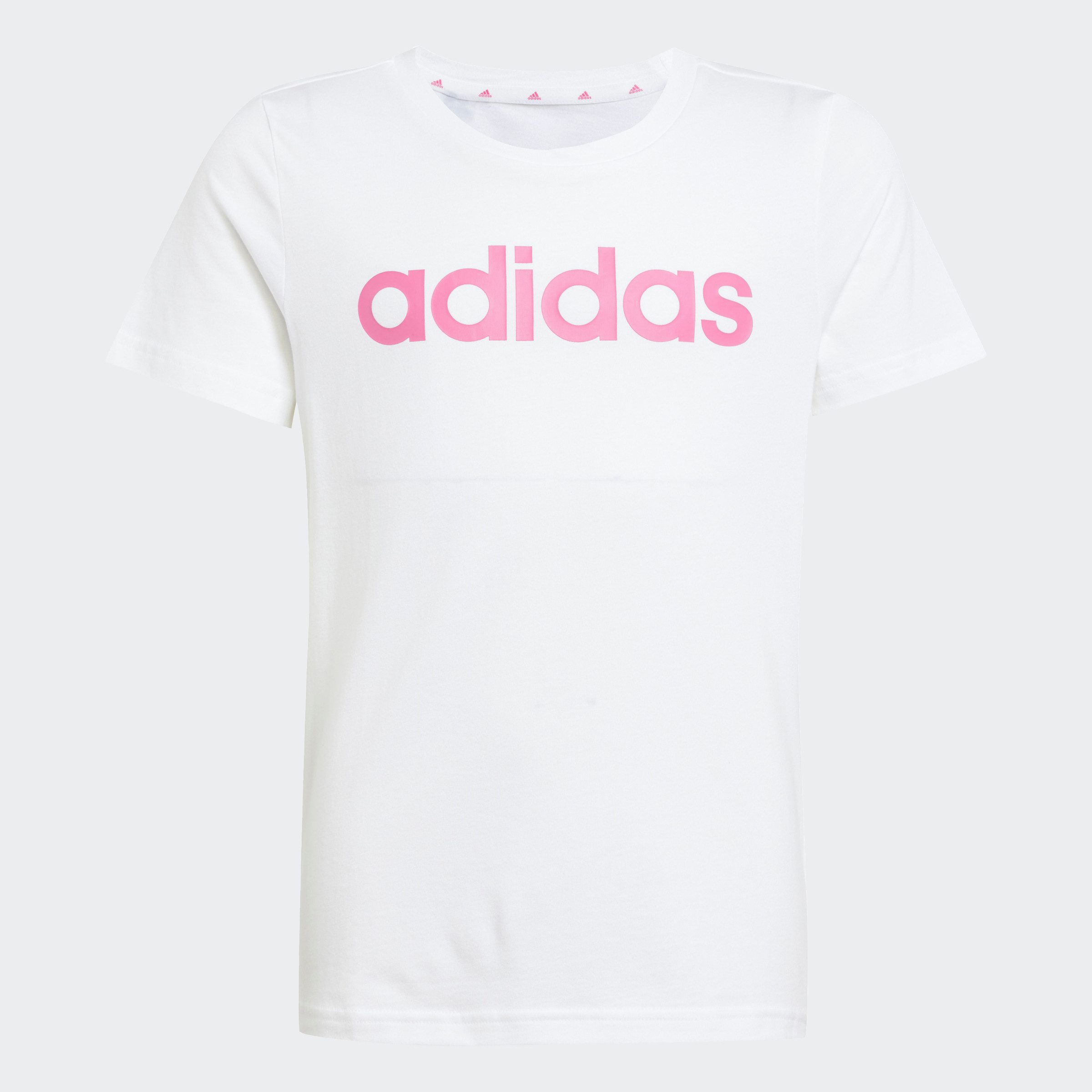 Adidas Sportswear T-shirt met logo wit roze Meisjes Katoen Ronde hals Logo 170