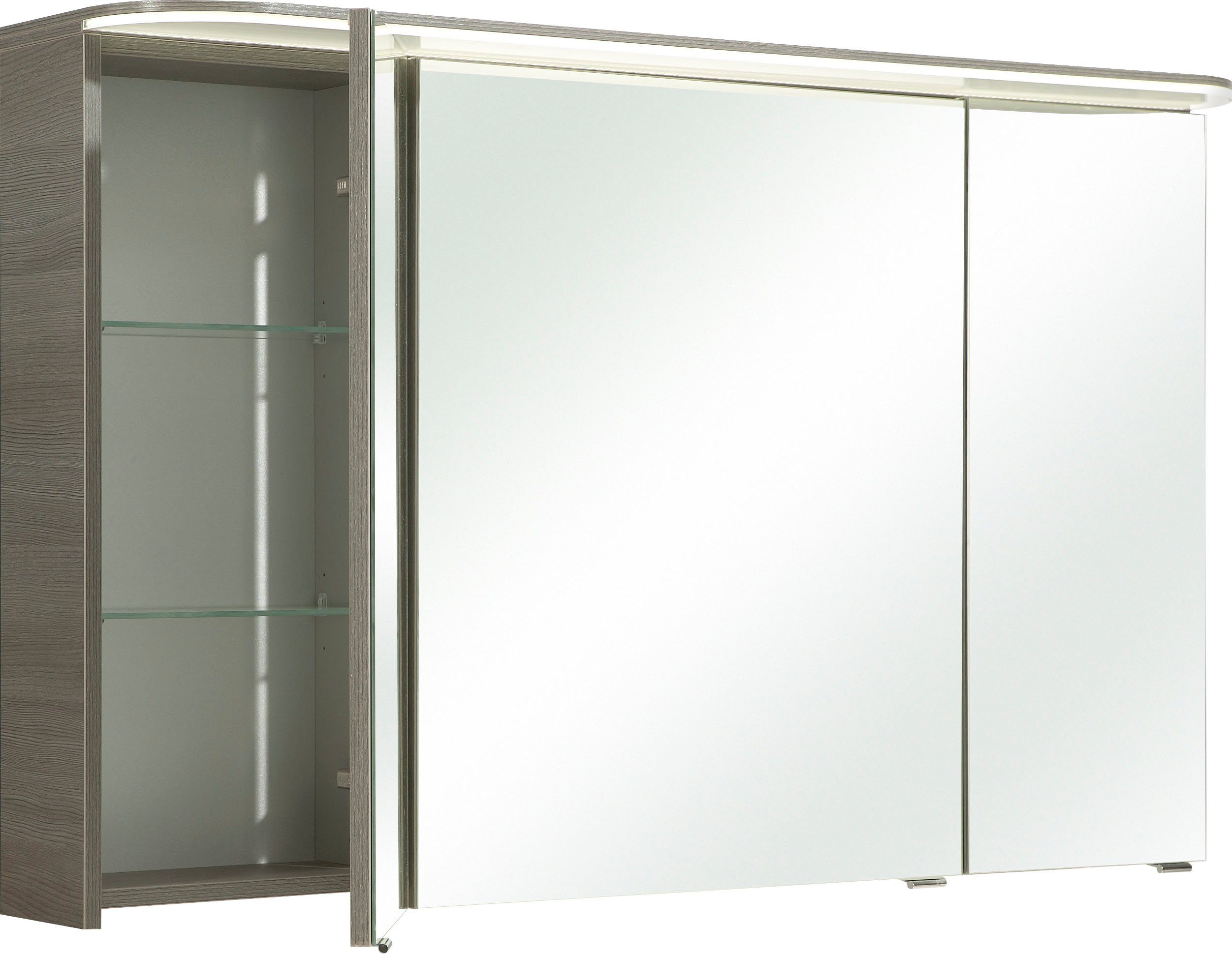 Saphir Spiegelkast Balto sprint badkamerkast met led-kransarmatuur, 120 cm breed, 3 deuren Schakelaar-/ stopcontactcombinatie, inclusief deurdemper, 987LM, 12 V led