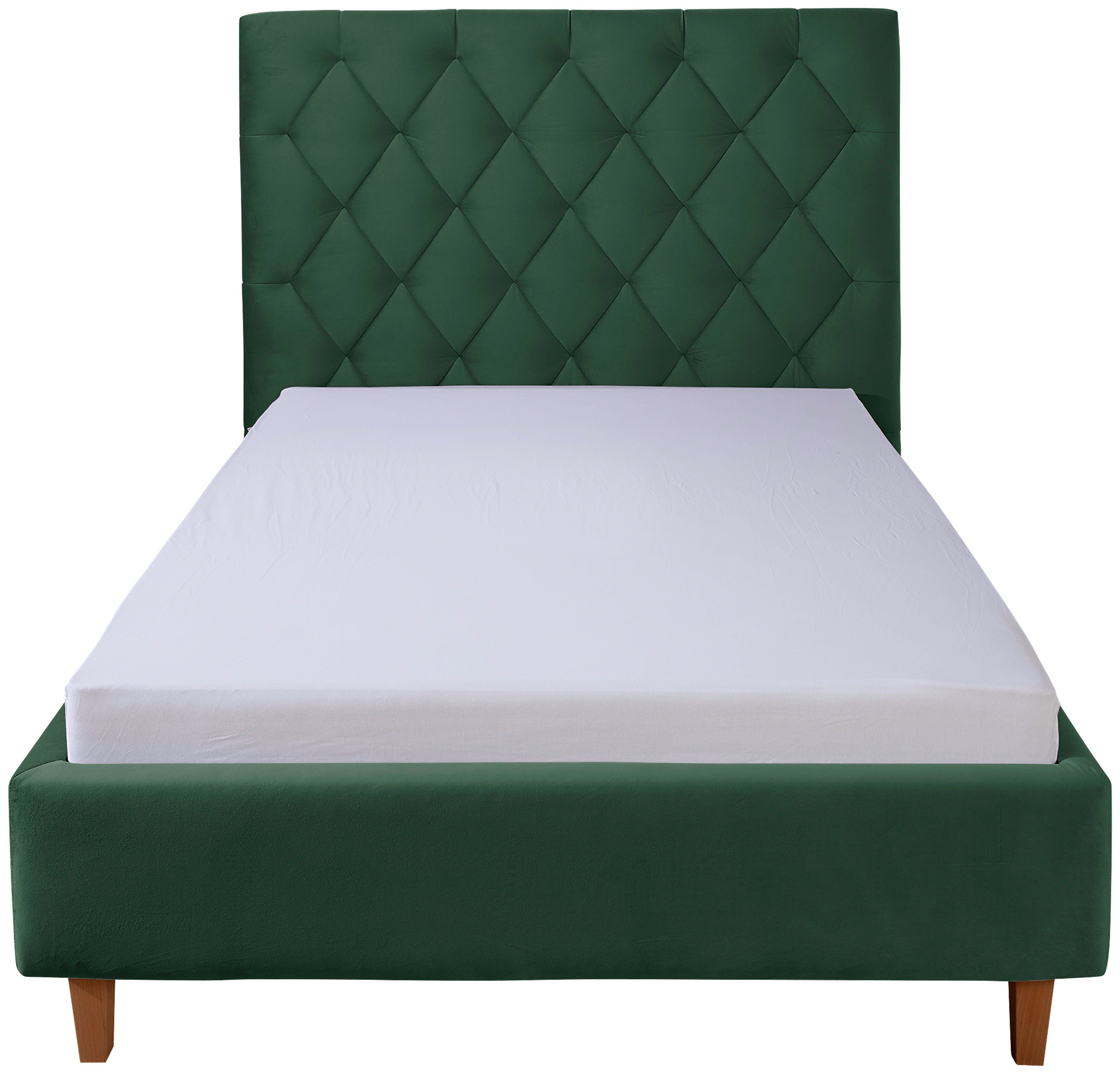 Home affaire Gestoffeerd bed Sunley 140 Kruisstiksel, hoofdbordhoogte 142 cm, zonder of met matras/lattenbodem