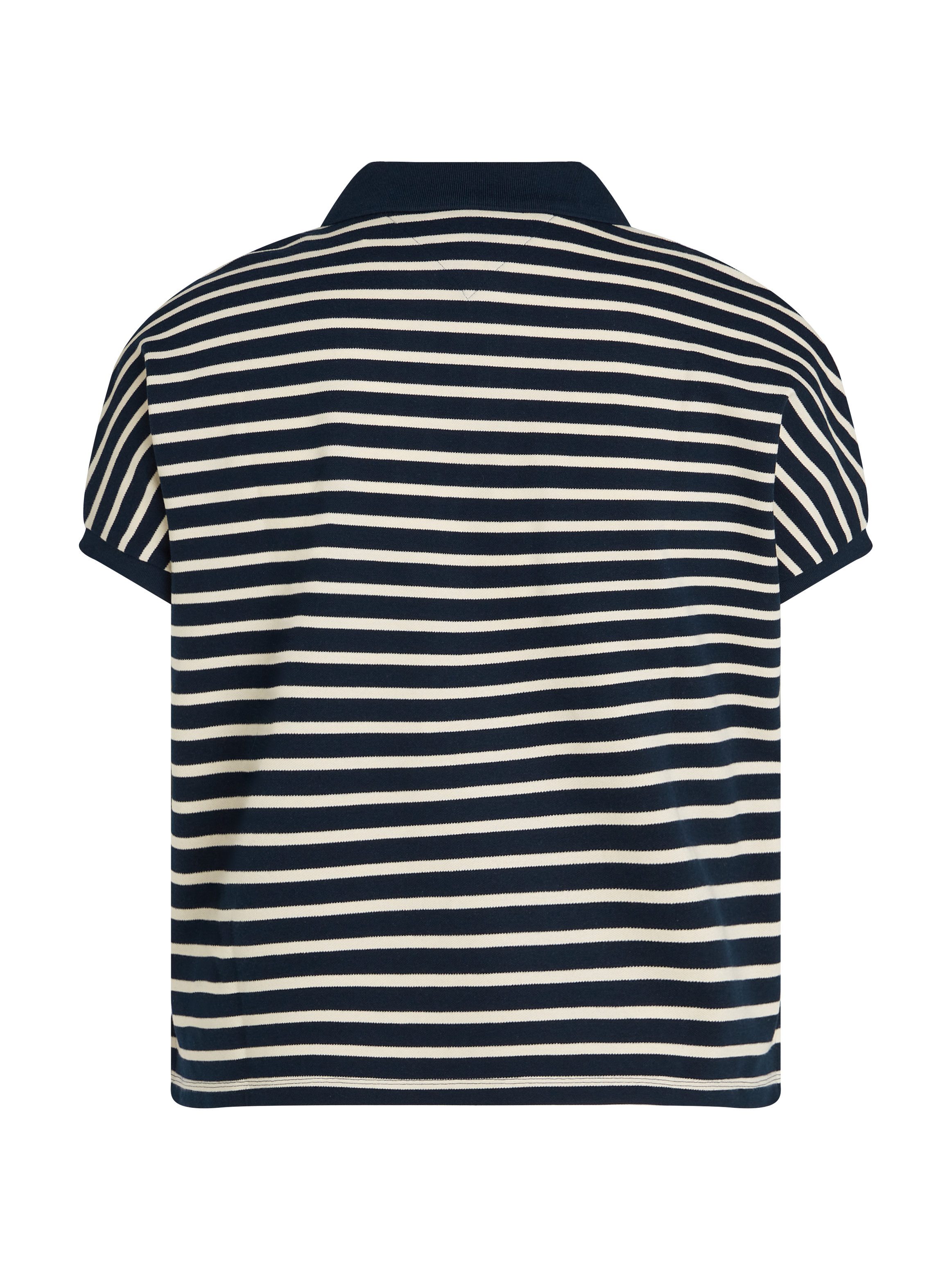 Tommy Hilfiger Curve Poloshirt CRV LYOCELL OPEN-NK POLO SS in grote maten, polokraag, streep patroon