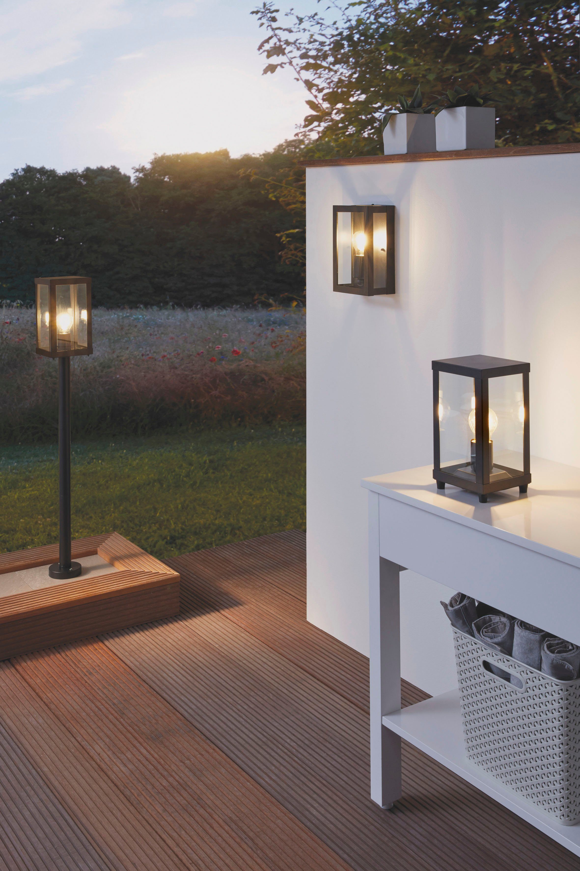 EGLO Wandlamp voor buiten ALAMONTE 1 zwart / l17 x h26 x b26 cm / spatwaterdicht / rustiek