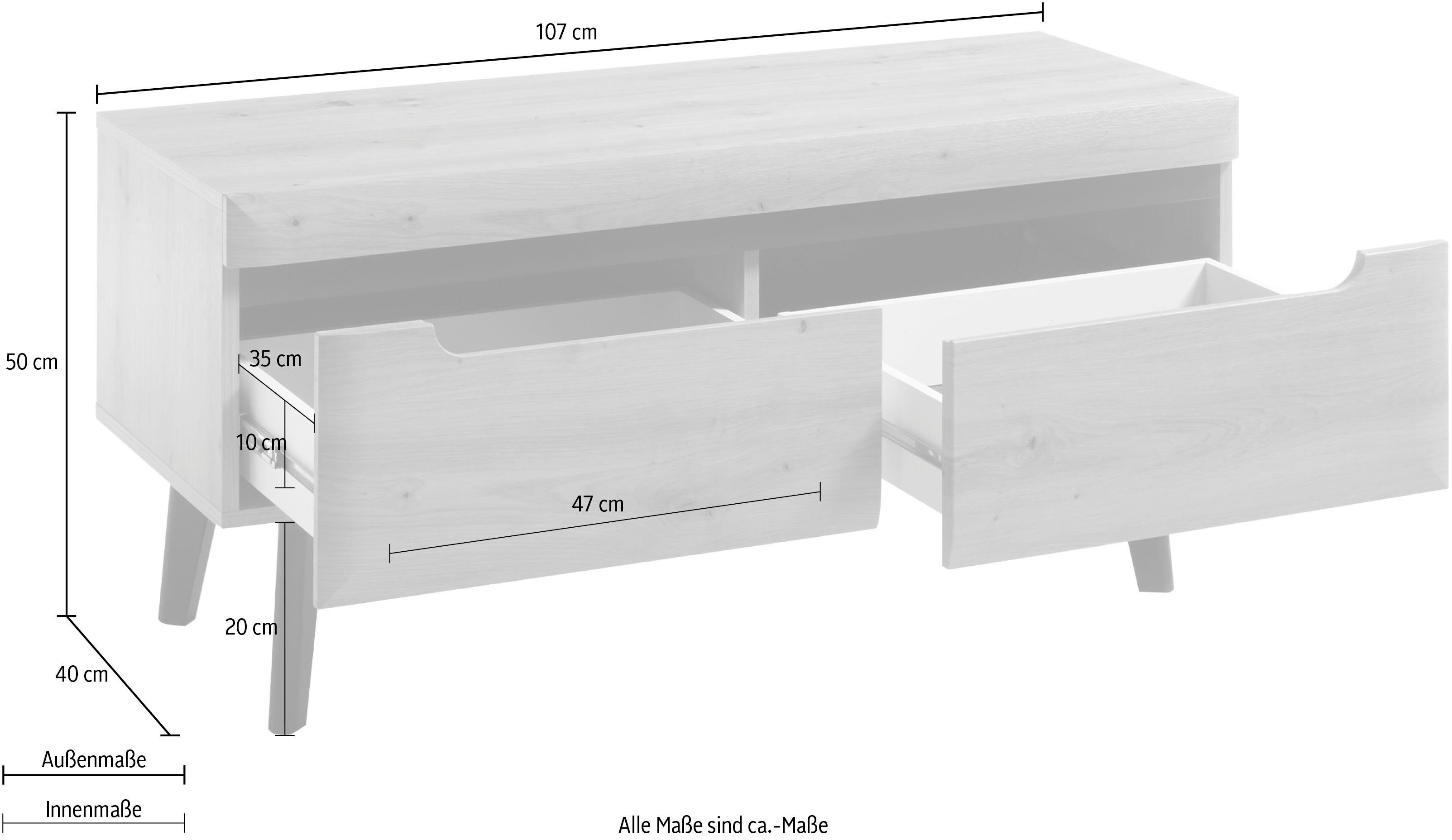 INOSIGN Tv-meubel Torge, TV-kast, TV-kommode, televisiekast, TV-bord afgeschuinde poten, drie kleuren, scandi design, 107 cm breed (1 stuk)