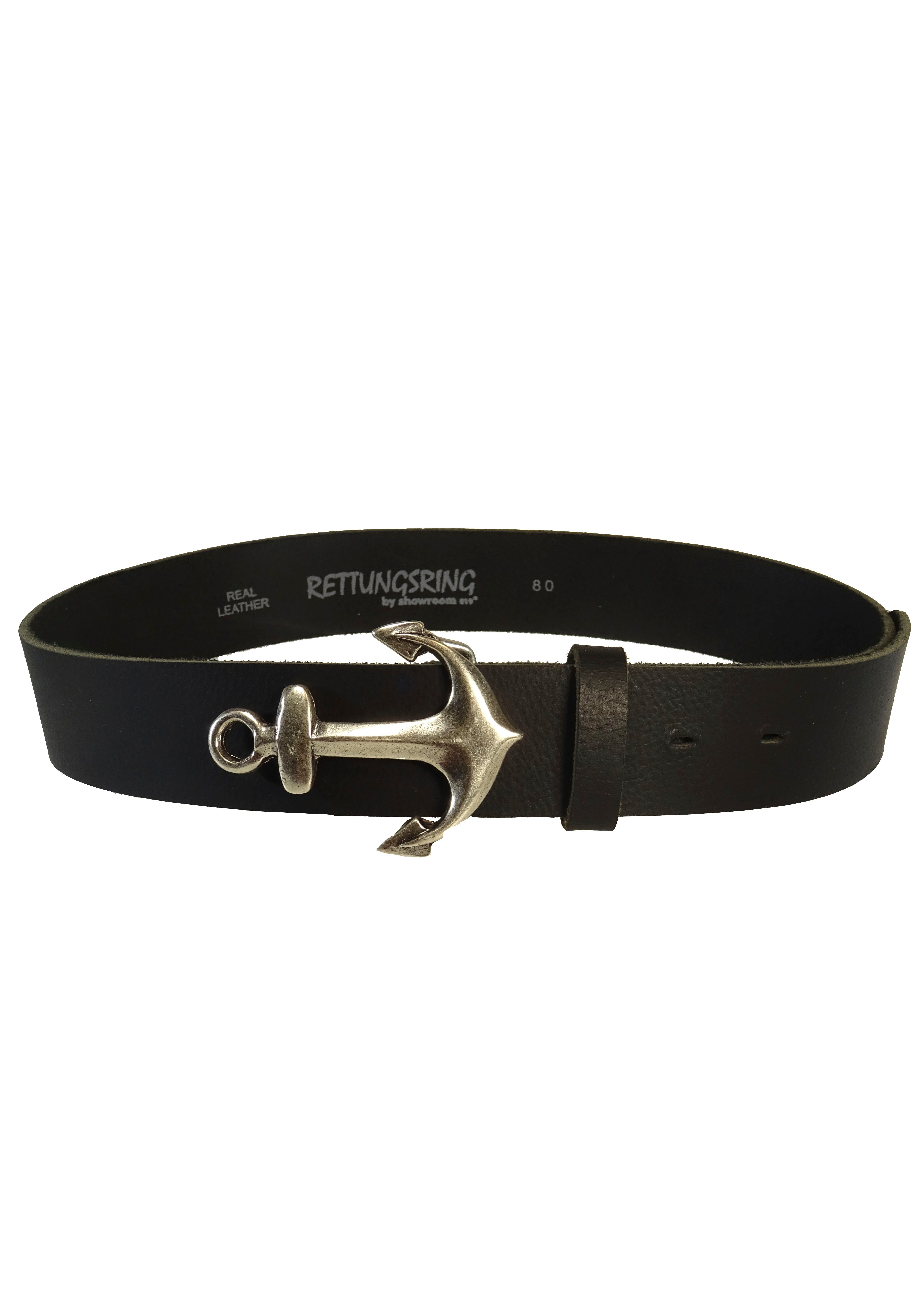 RETTUNGSRING by showroom 019° Leren riem met verwisselbare sluiting "anker so19°", 4cm