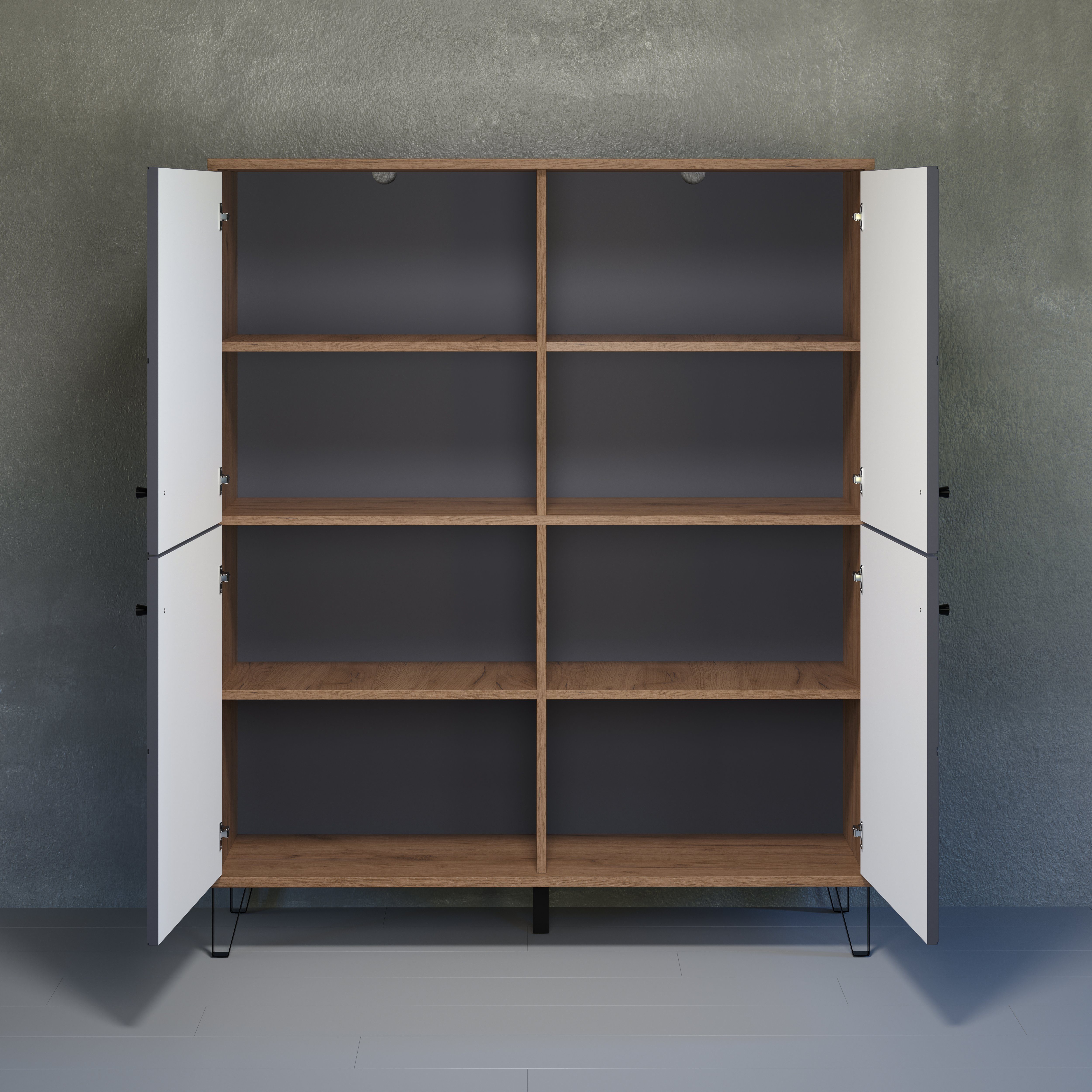Places of Style Highboard MOLVENO met gestructureerde fronten, soft-close, breedte 123 cm (1 stuk)