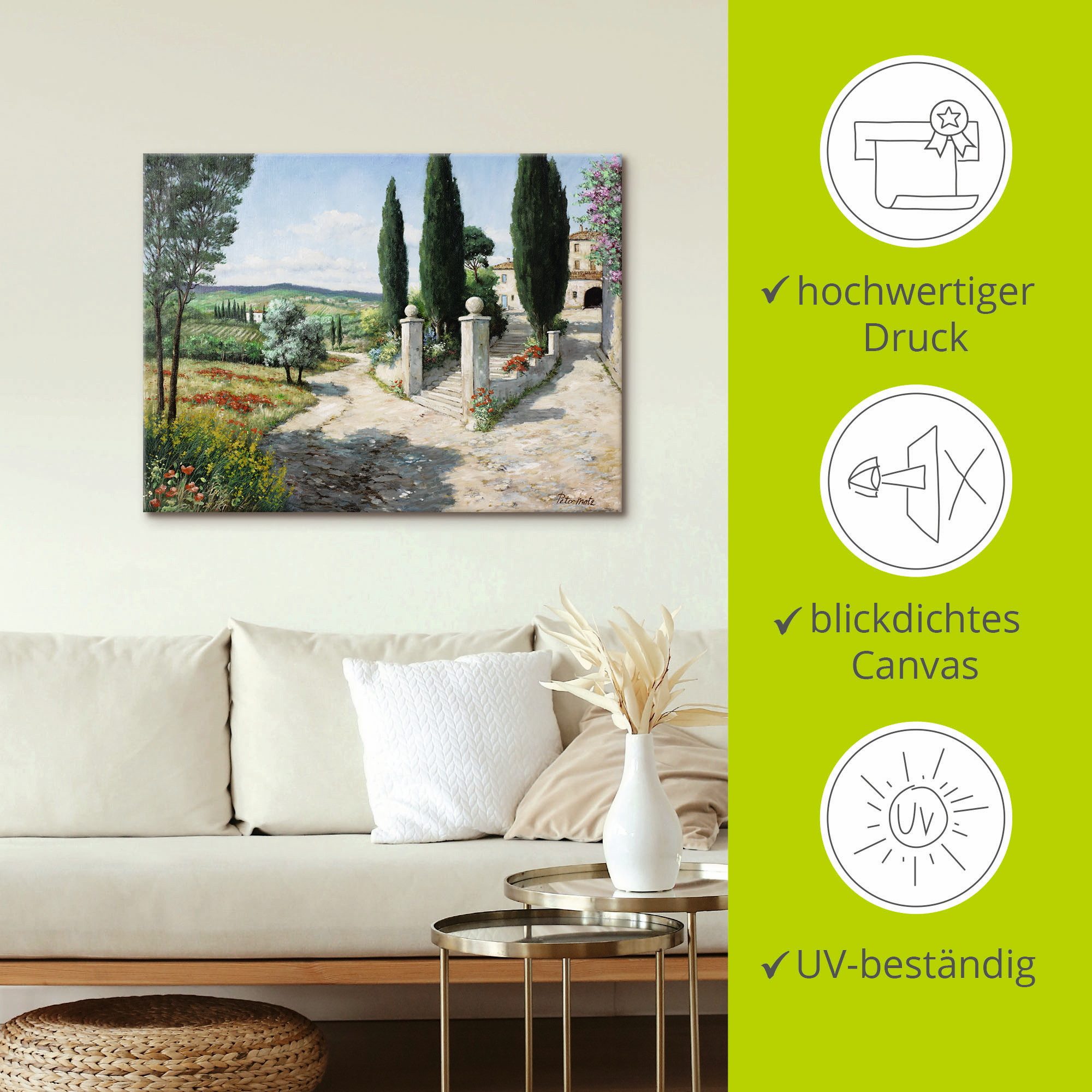 Artland Artprint Woning in de Toscane als artprint op linnen, poster in verschillende formaten maten