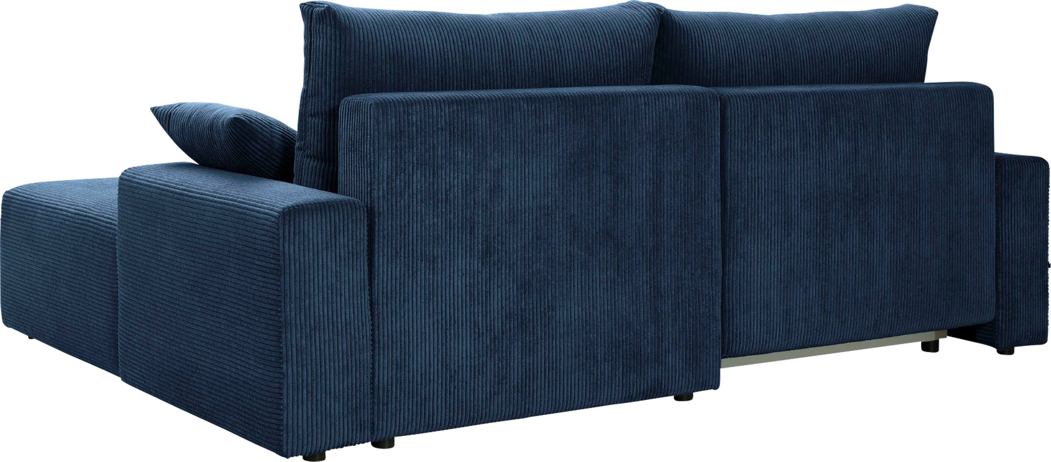 exxpo - sofa fashion Hoekbank Orinoko, actueel design en hoog zitcomfort, L-vorm inclusief bedfunctie en bedlade, mooie kleuren in trendy cord