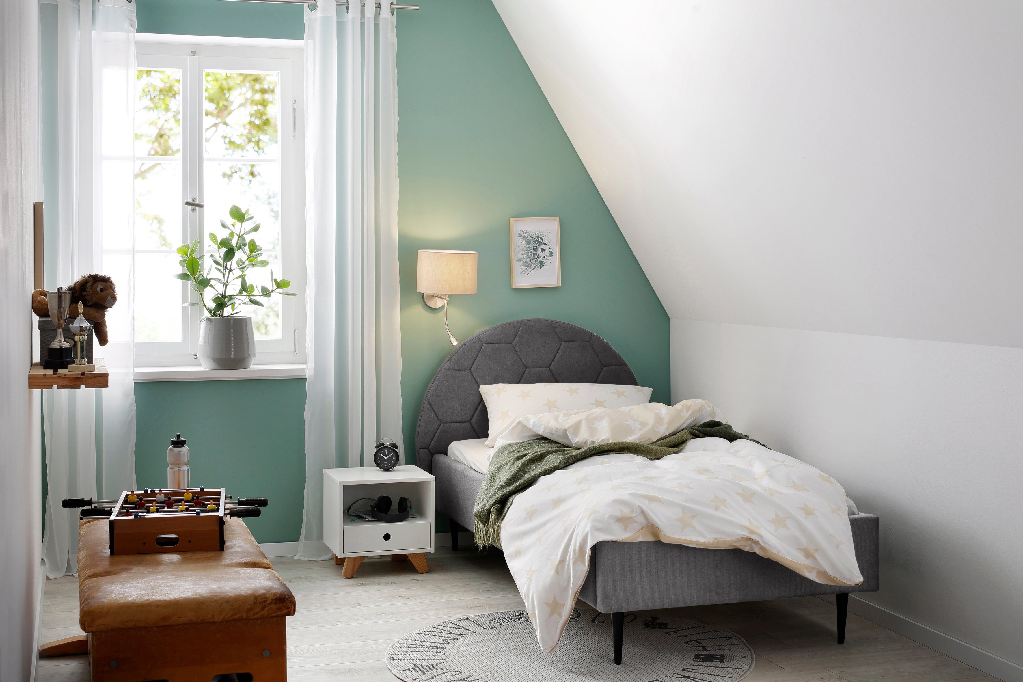 Lüttenhütt Gestoffeerd bed Gebko prettig bekleed hoofdbord met decoratief honingraatmotief