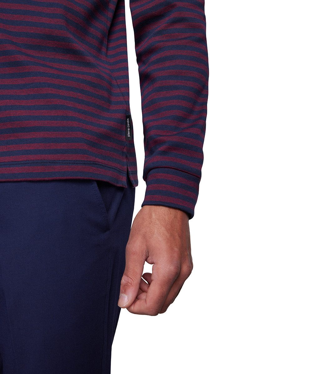 Pierre Cardin Poloshirt met lange mouwen in streepoptiek