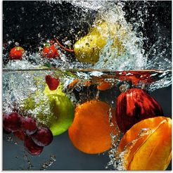 artland print op glas fruit in opspattend water multicolor
