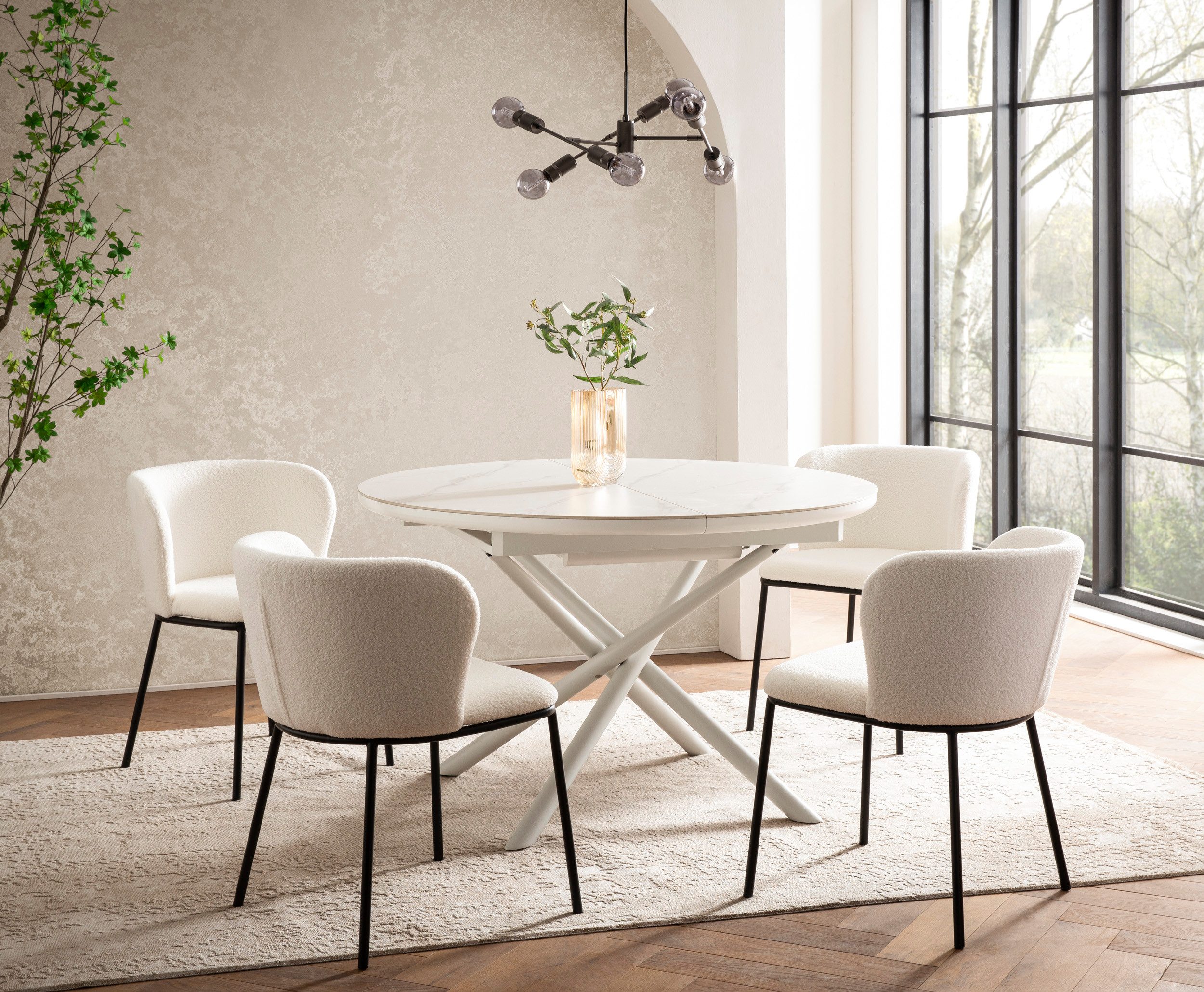 SalesFever Eettafel Stuttgart rond, keramiek, uitschuifbaar van 120 - 160 cm