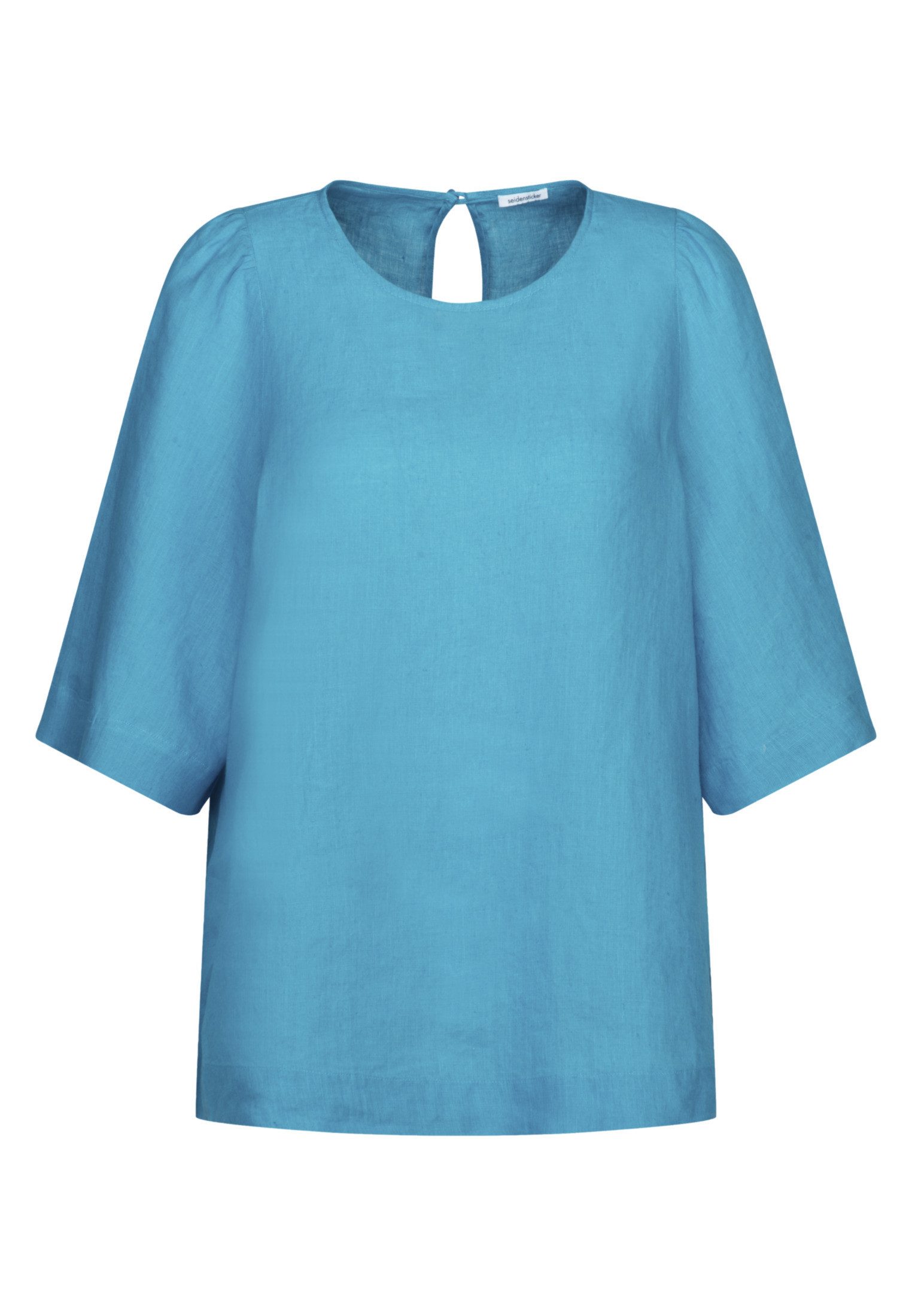 seidensticker Shirtblouse Zwarte roos Korte mouwen ronde hals uni