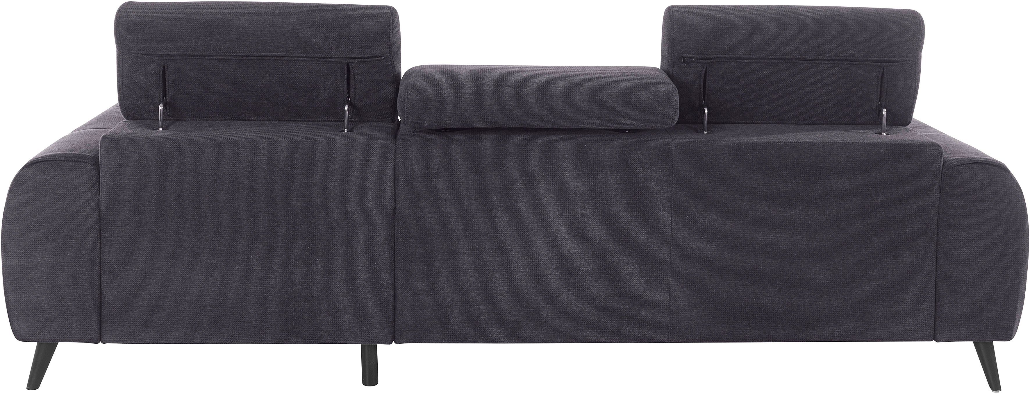 COTTA Hoekbank Mia L-vorm met 3 sierkussens keuze met bedfunctie, bedlade, verlichting & draadloze oplader