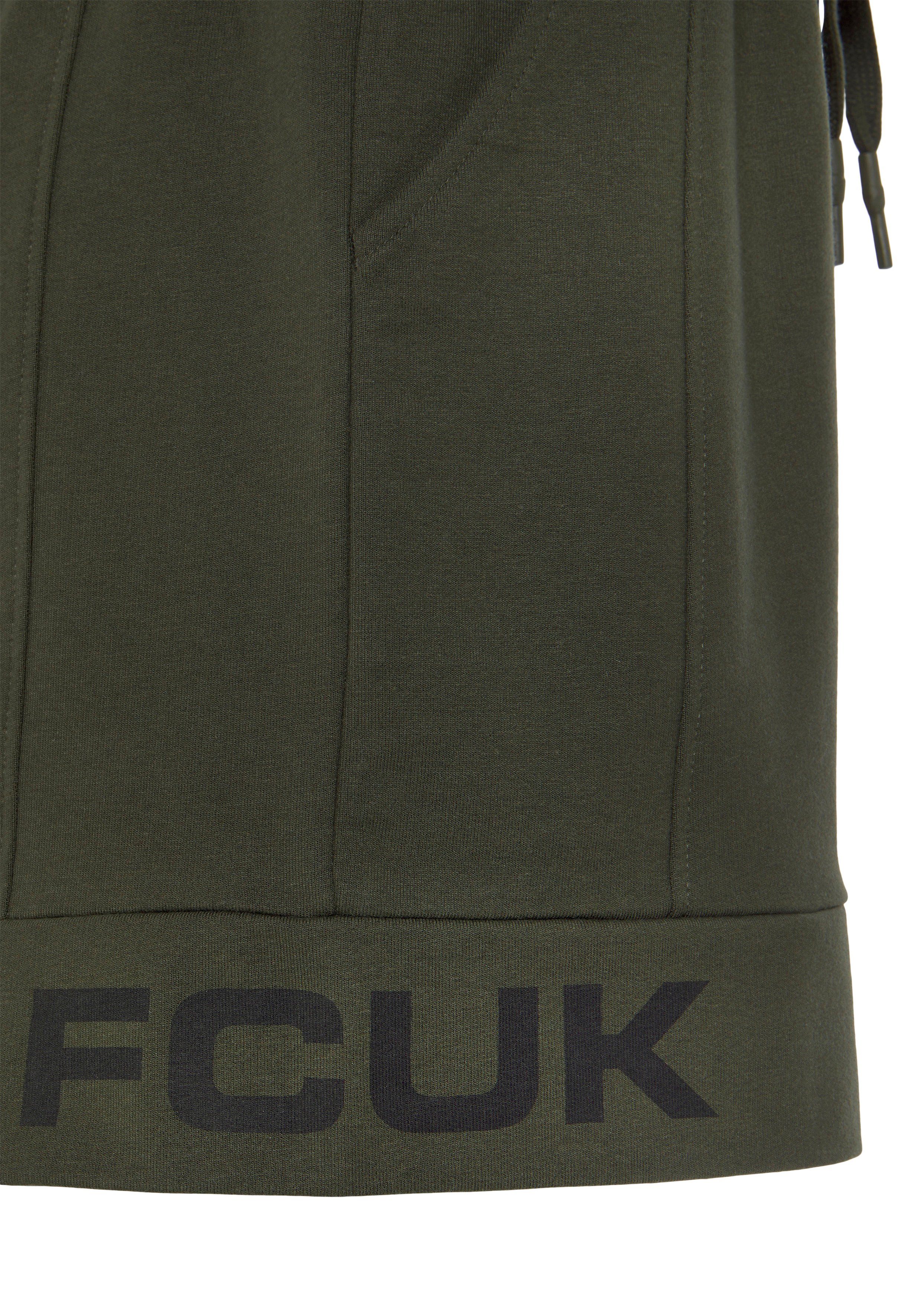 FCUK Sweatshort met lengte scheidingnaad en logo-opdruk, loungewear (1-delig)