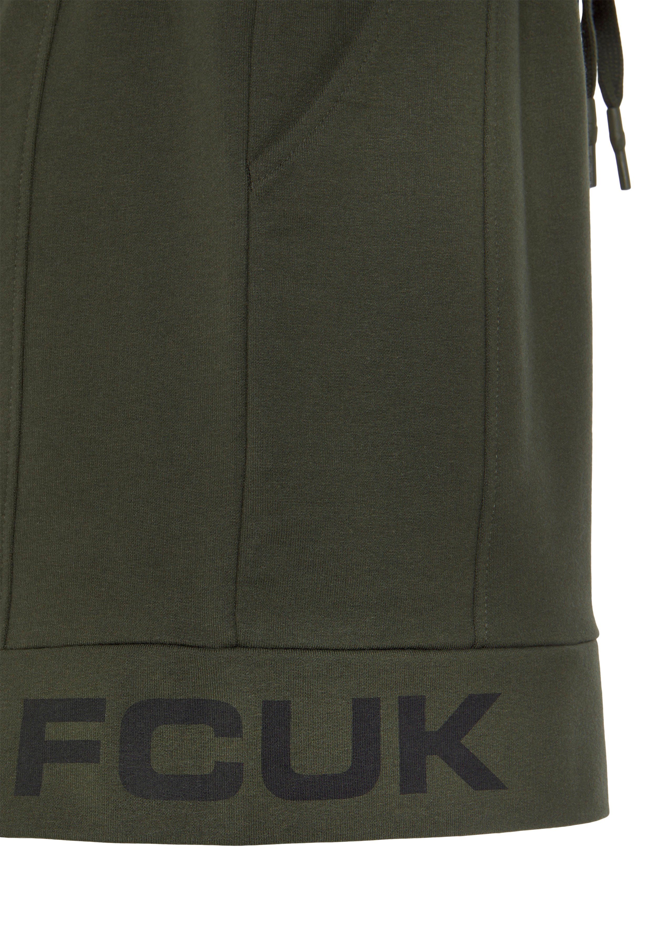 FCUK Sweatshort met lengte scheidingnaad en logo-opdruk loungewear (1-delig)