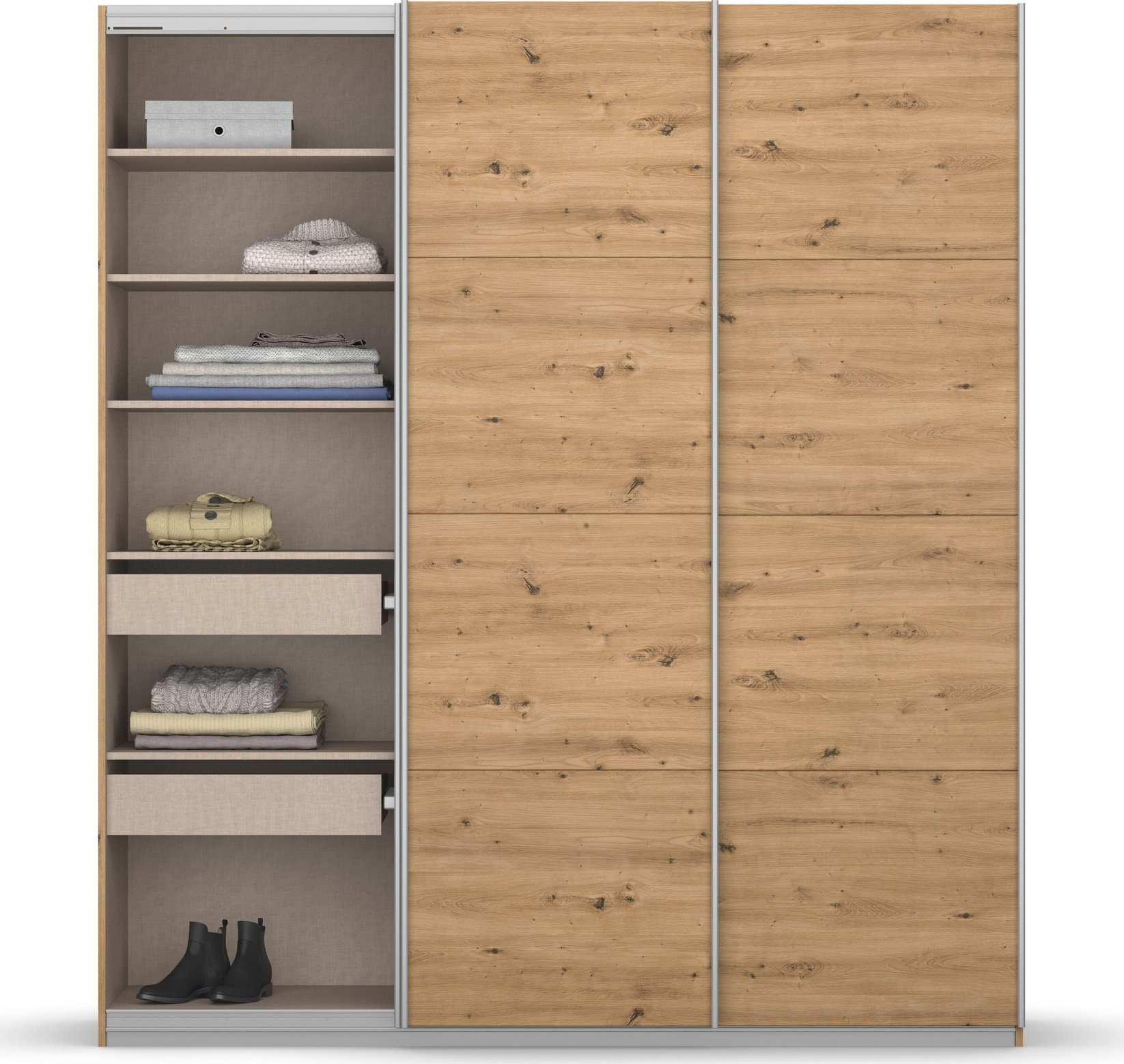 rauch Zweefdeurkast Kledingkast kast garderobe KOLUNA met decor-front inclusief 2 binnenladen en extra legplanken made in germany