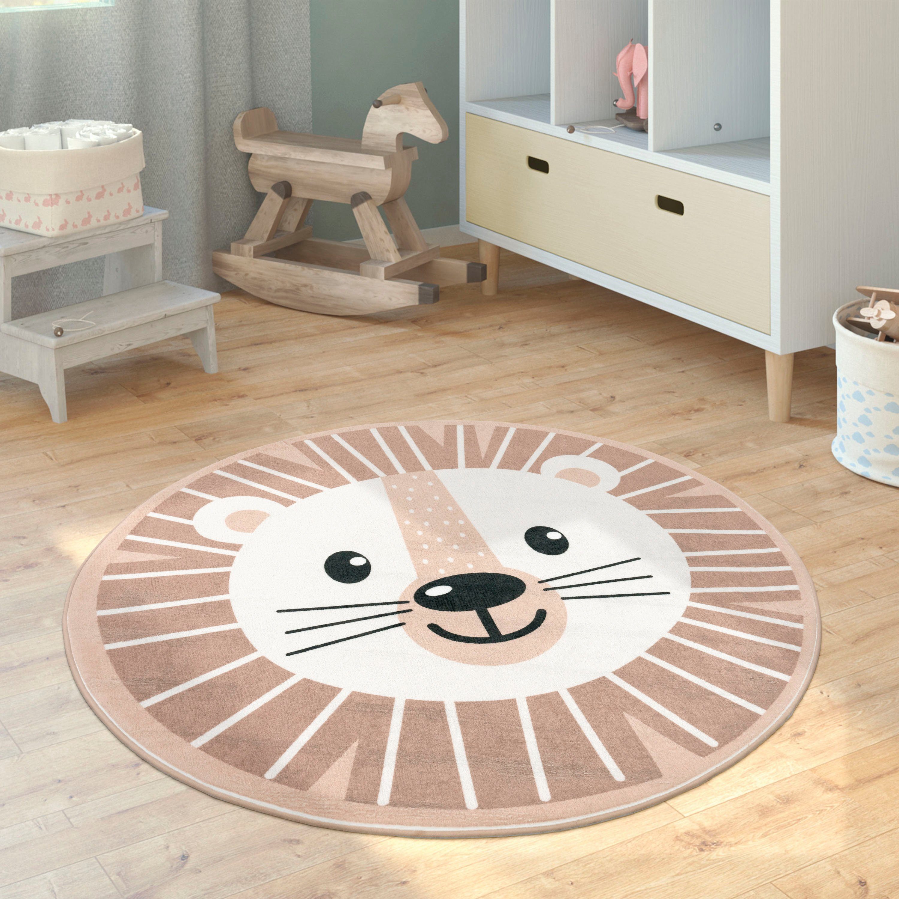 Paco Home Kindervloerkleed Chicos 556 Platweefsel, motief leeuw, kinderkamer