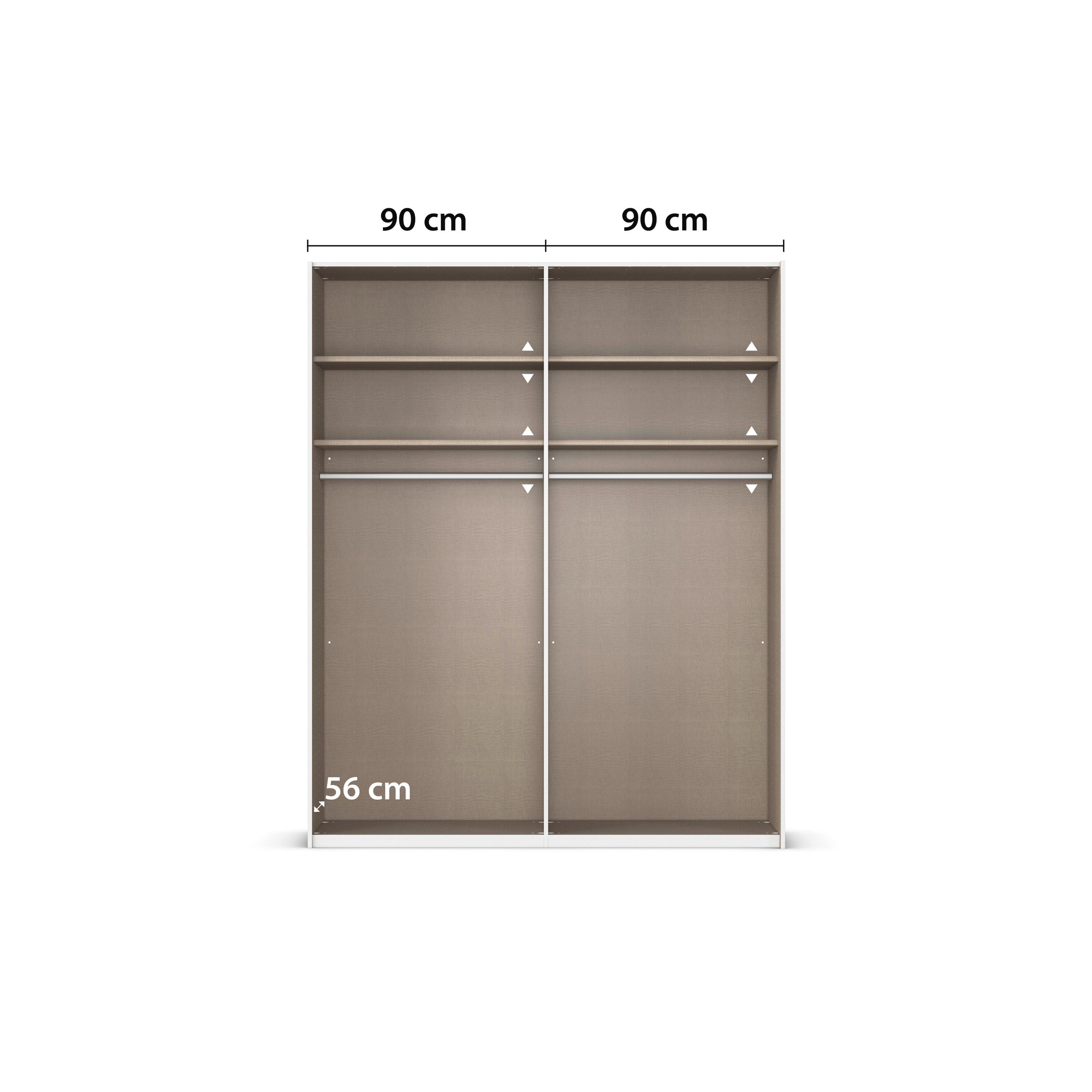 rauch Schuifdeurkast Kledingkast Kast Garderobe Slaapkamerkast EVELYN in elegante stijl met spiegel 5 breedtes veel opbergruimte made in germany