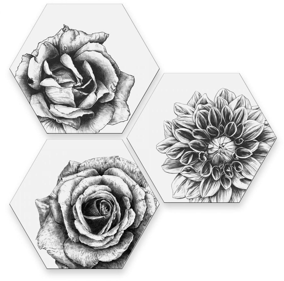 Wall-Art Meerdelige artprint Bloemen collage fleurige decoratie (set, 3 stuks)