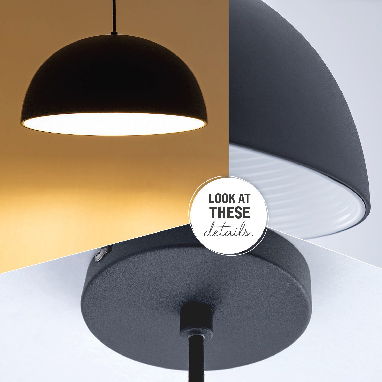 Paco Home Hanglamp SAWYER Hanglamp eetkamer keukenlamp hangend 1,5m textielen kabel Ø40,5 cm