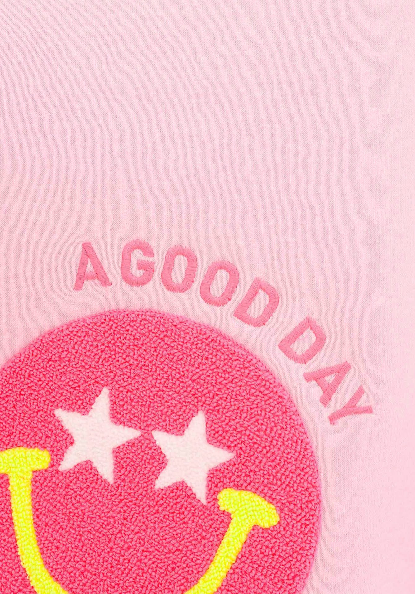 Zwillingsherz Hoodie Always Happy Kids met grote smiley en neonkleurige details