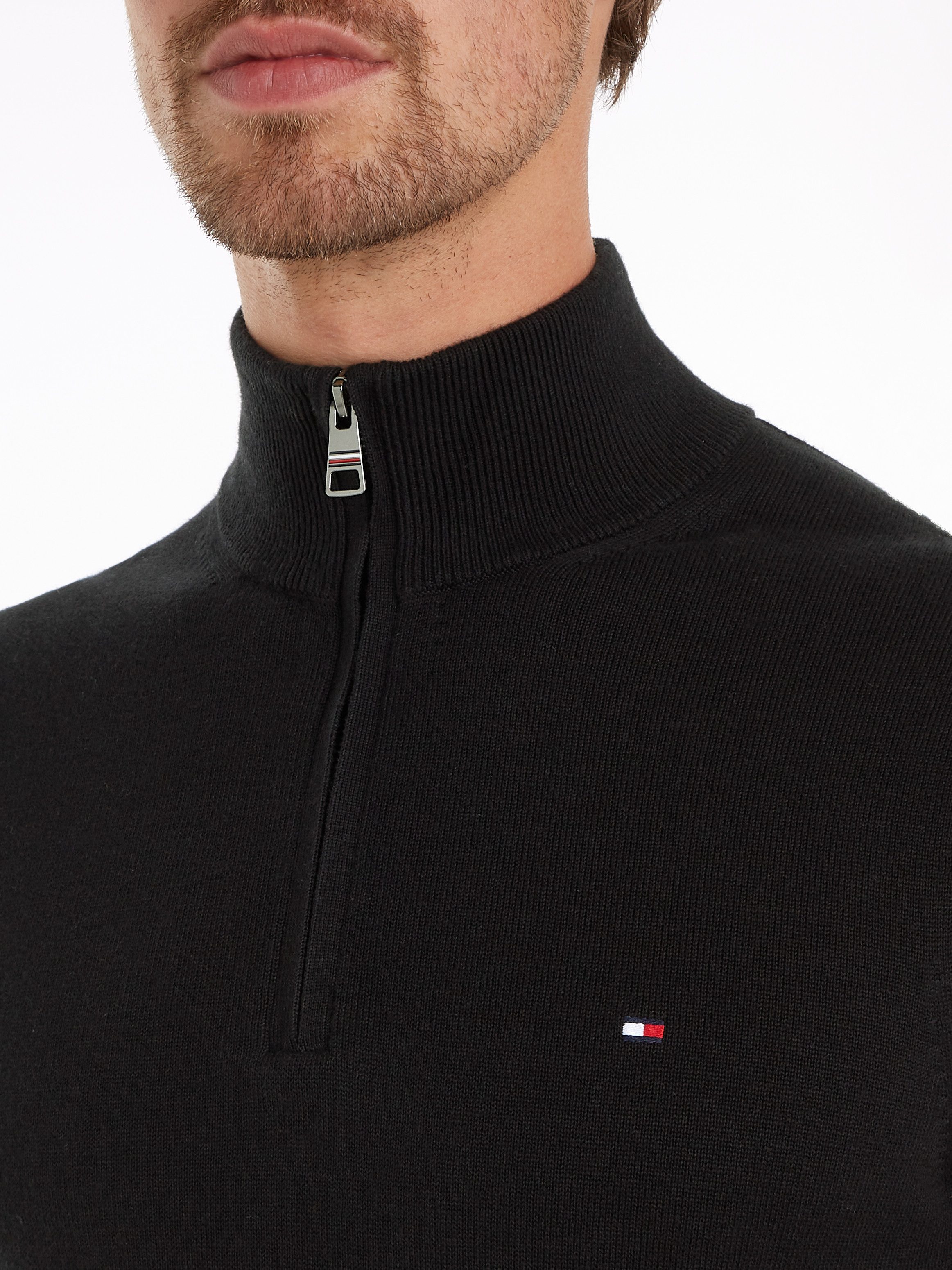 Tommy Hilfiger Schipperstrui PIMA ORG CTN CASHMERE ZIP MOCK