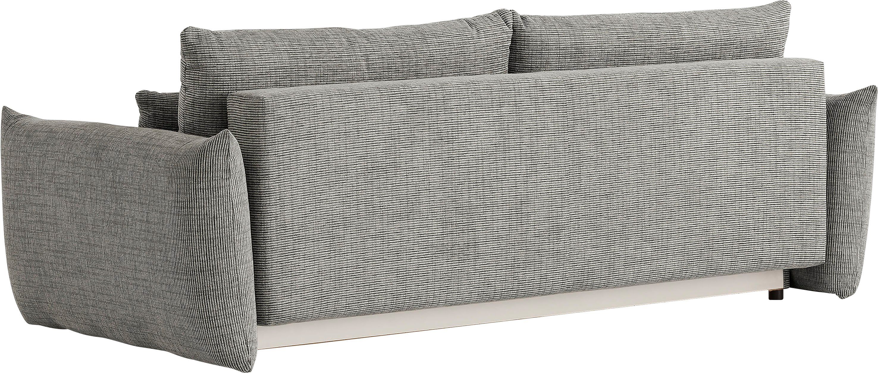 INOSIGN 3-zitsbank MAVAS slaapbank met bedlade ca. 240/108 cm (ligoppervlak 212/145 cm), ribfluweel, chenille, structuur