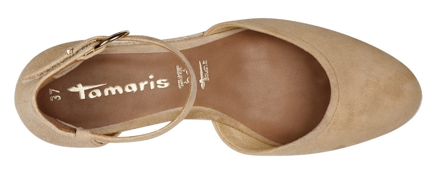 Tamaris Pumps met sleehak , sleehak, instapschoen, riemzandan met modieuze jute-afwerking