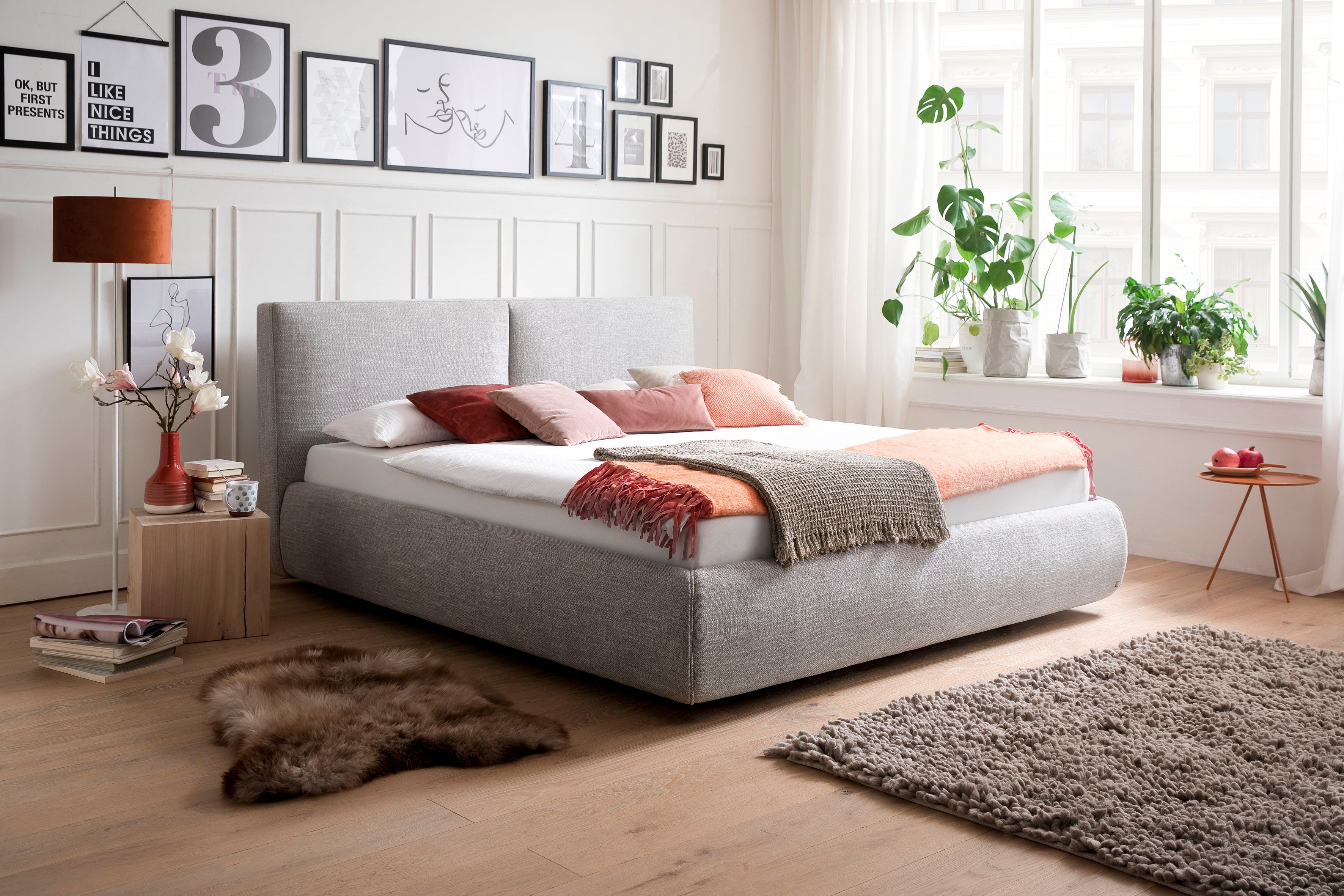 meise.möbel Gestoffeerd bed Atesio Naar keuze met lattenbodem, matras en bedkist bedden grijs