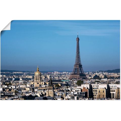 Artland Artprint Blik op de Eiffeltoren in Parijs in vele afmetingen & productsoorten - artprint van aluminium / artprint voor buiten, artprint op linnen, poster, muursticker / wan