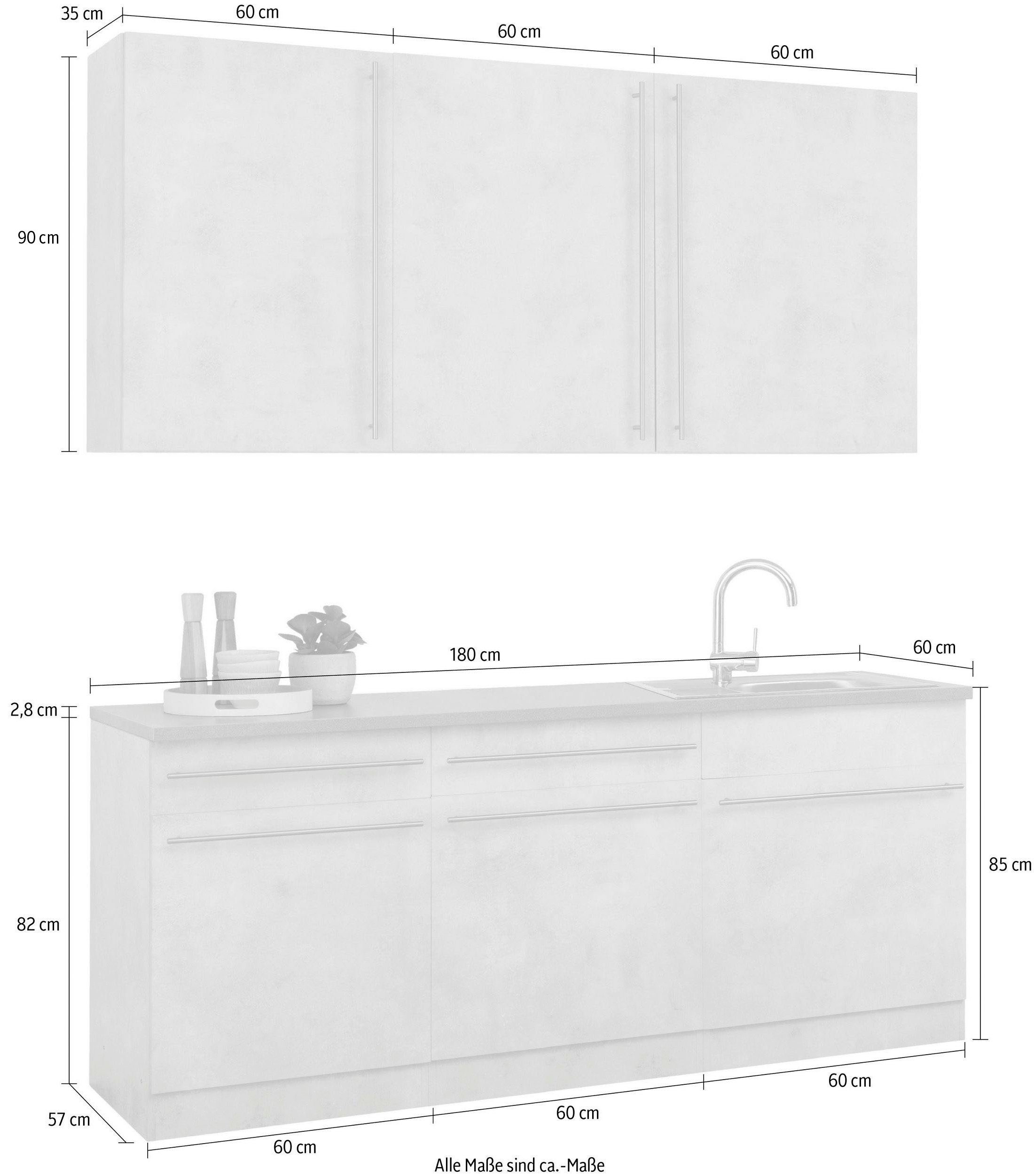 wiho Küchen Keuken Chicago inclusief spoelbak, breedte 180 cm
