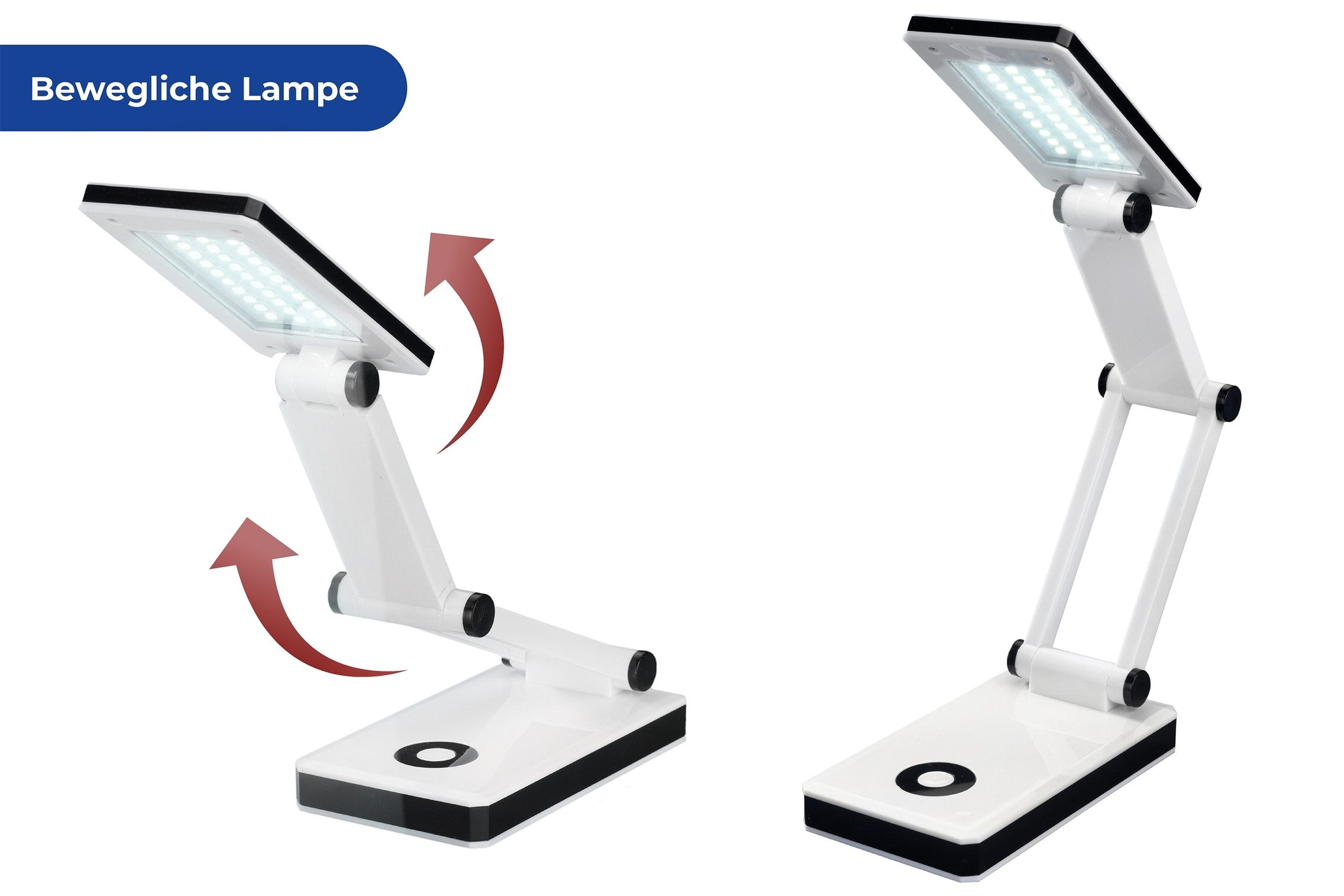 WENKO Led-bureaulamp Opvouwbaar LED lamp, werklicht, USB-poort of batterijvoeding (1 stuk)