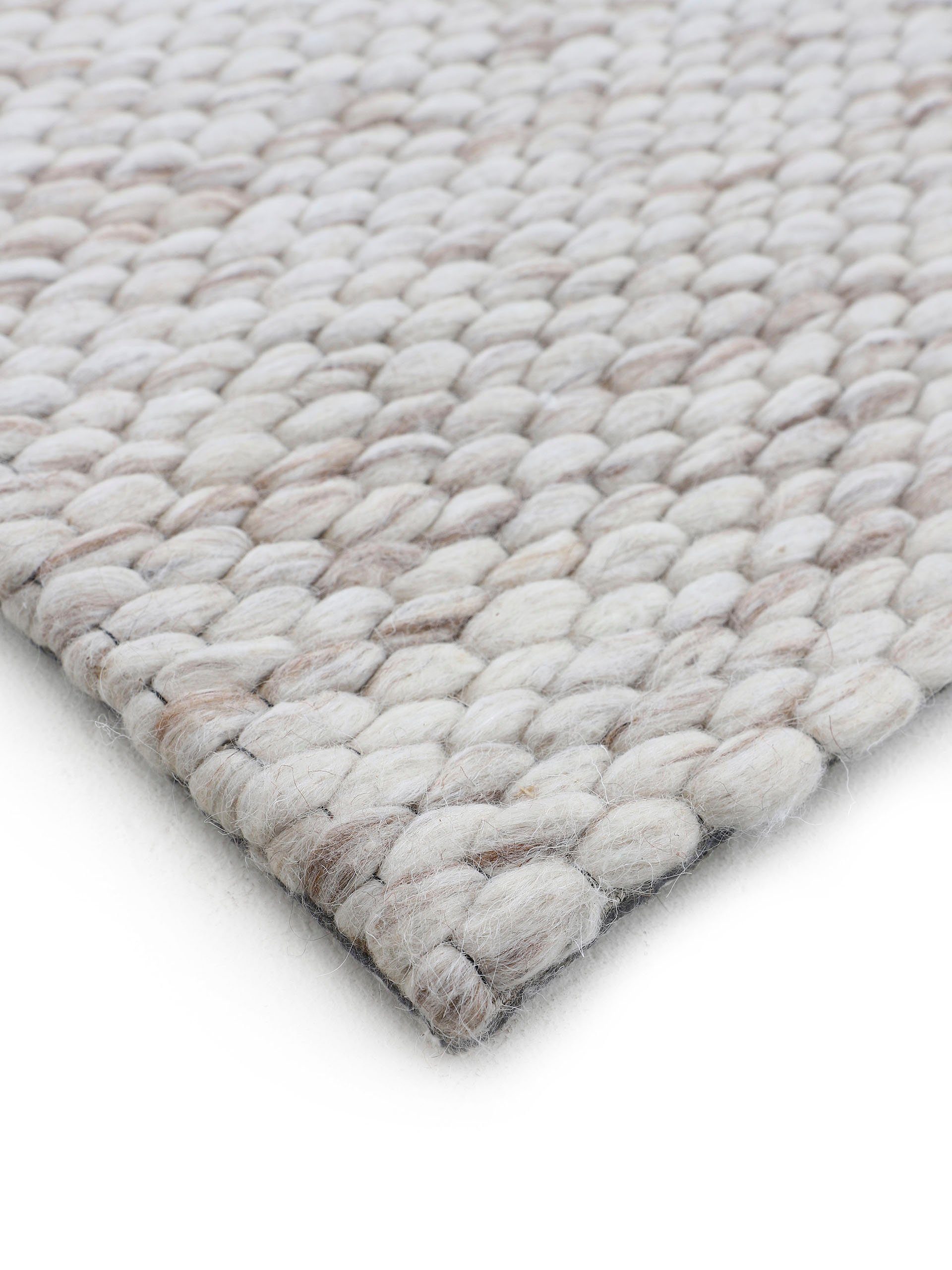 carpetfine Wollen kleed Sina grove structuur, tijdloos design, 100% wol, woonkamer