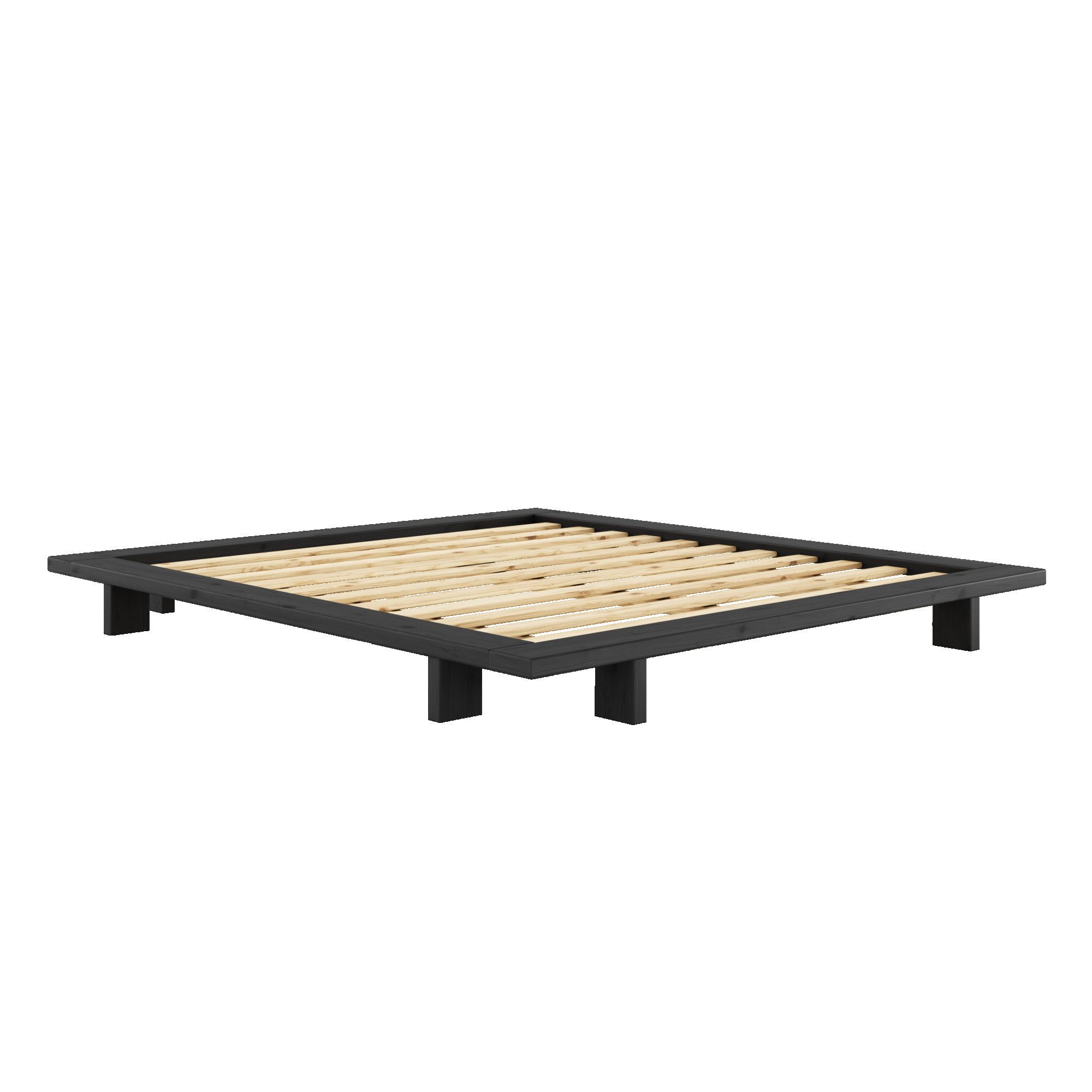 Karup Bedframe JAPAN BED grondbed, houten frame, futonbed, jeugdbed, houten bed Massief houten bed met lattenbodem, massief grenen, bed zonder hoofdeinde