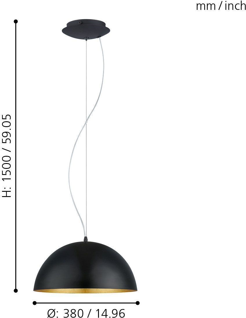 EGLO Hanglamp GAETANO 1 Pendellampe, Stahl, E27, Hängelampe, Esstischlampe, Lampe Hanglamp, dimbaar (1 stuk)