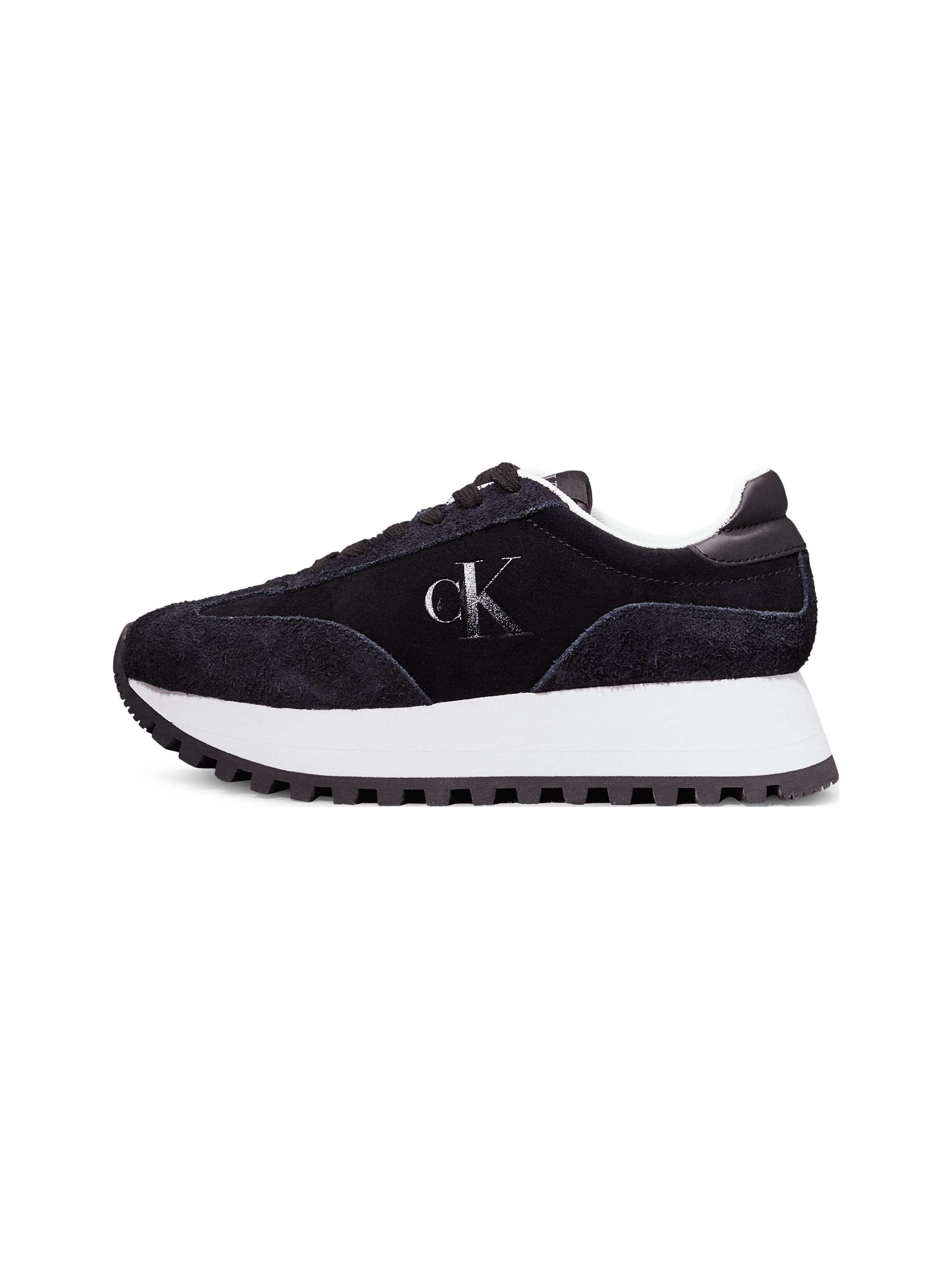 Calvin Klein Plateausneakers RUNNER LACEUP ML SUEDE , vrijetijdsschoen, veterschoen, lage schoen met zij ck-logo