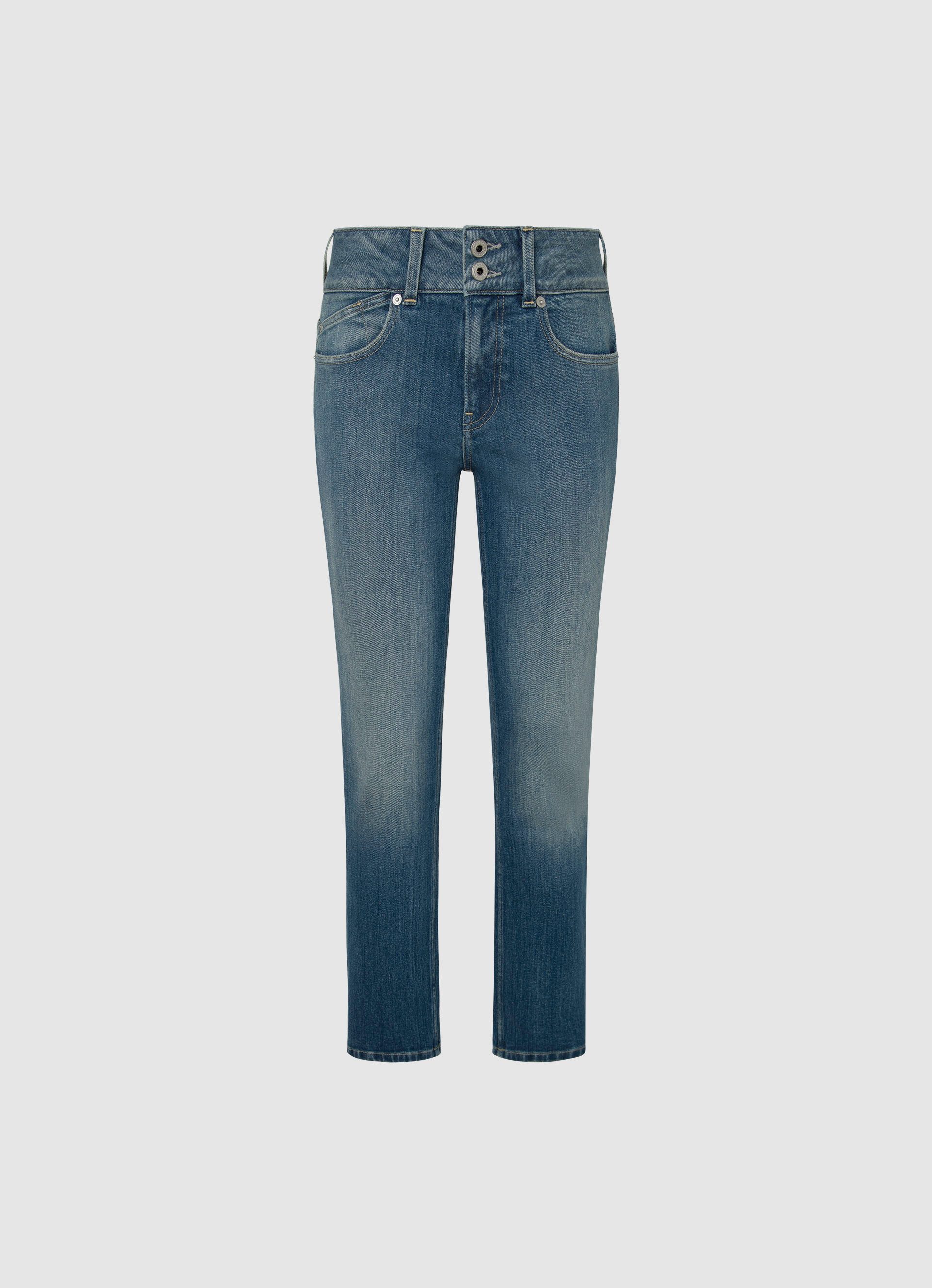 Pepe Jeans Slim fit jeans SLIM JEANS MW met extra brede tailleband met dubbele knoopsluiting