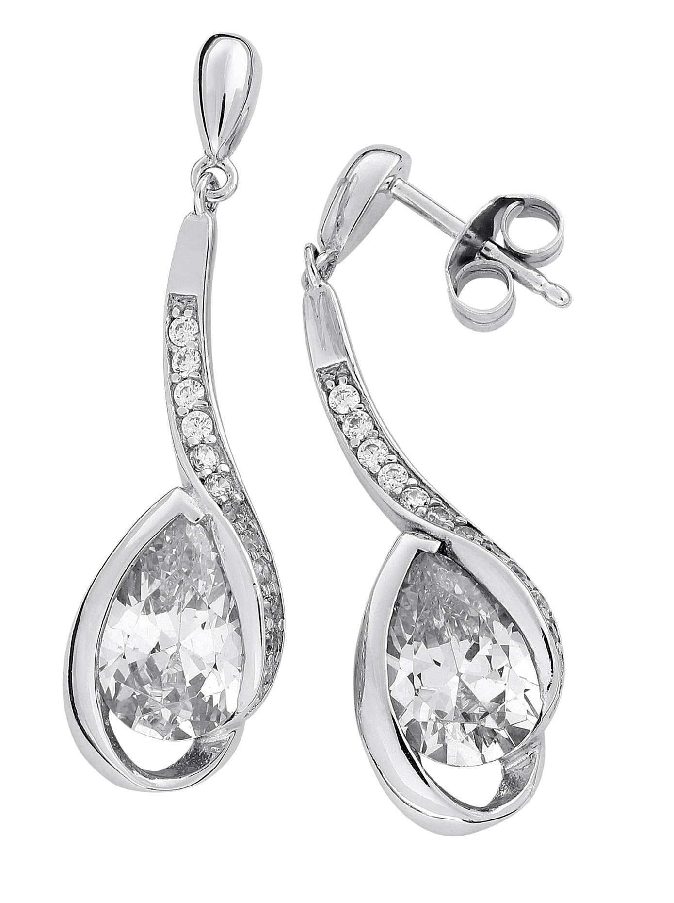 Lady Paar oorhangers dames oorbellen zilver