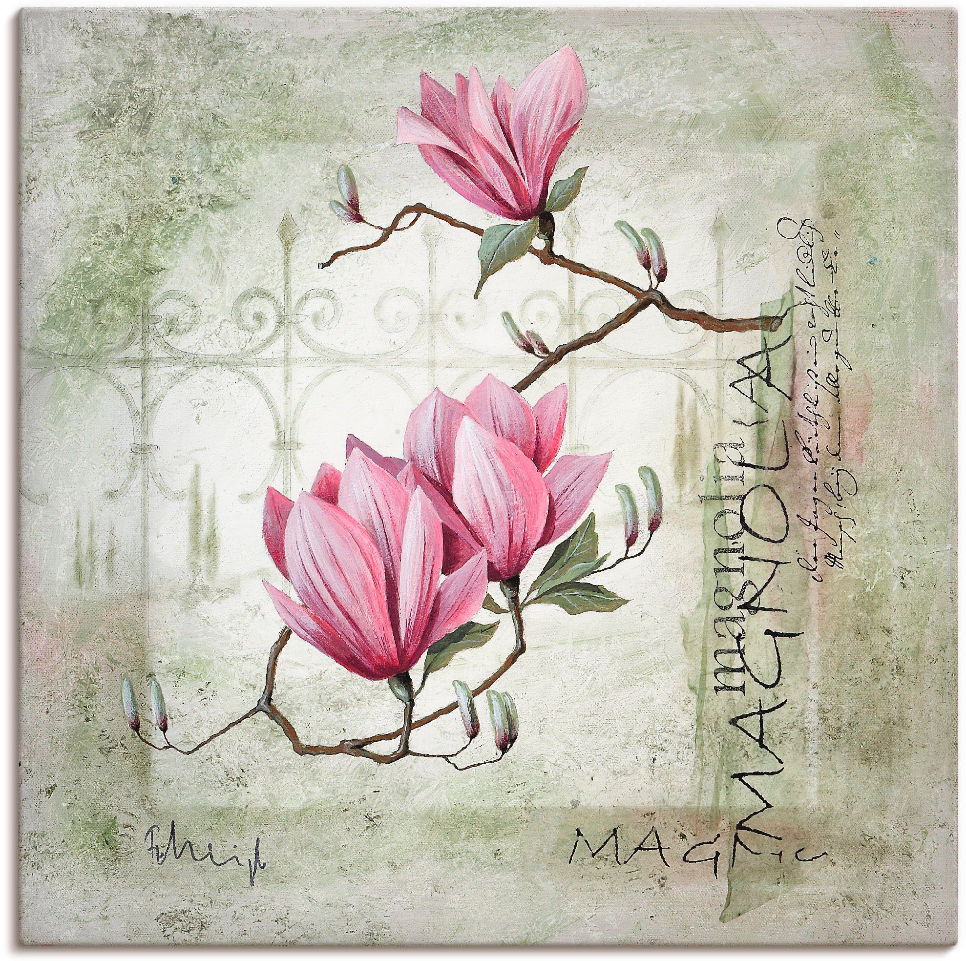 Artland Artprint Pinkkleurige magnolia in vele afmetingen & productsoorten -artprint op linnen, poster, muursticker / wandfolie ook geschikt voor de badkamer (1 stuk)