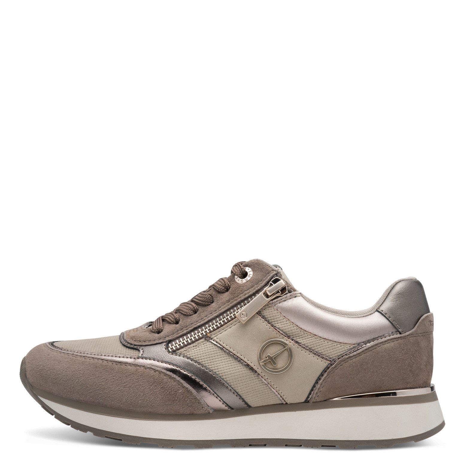Tamaris Sneakers met sleehak vrijetijdsschoen, lage schoen, veterschoen met contrastafwerkingen
