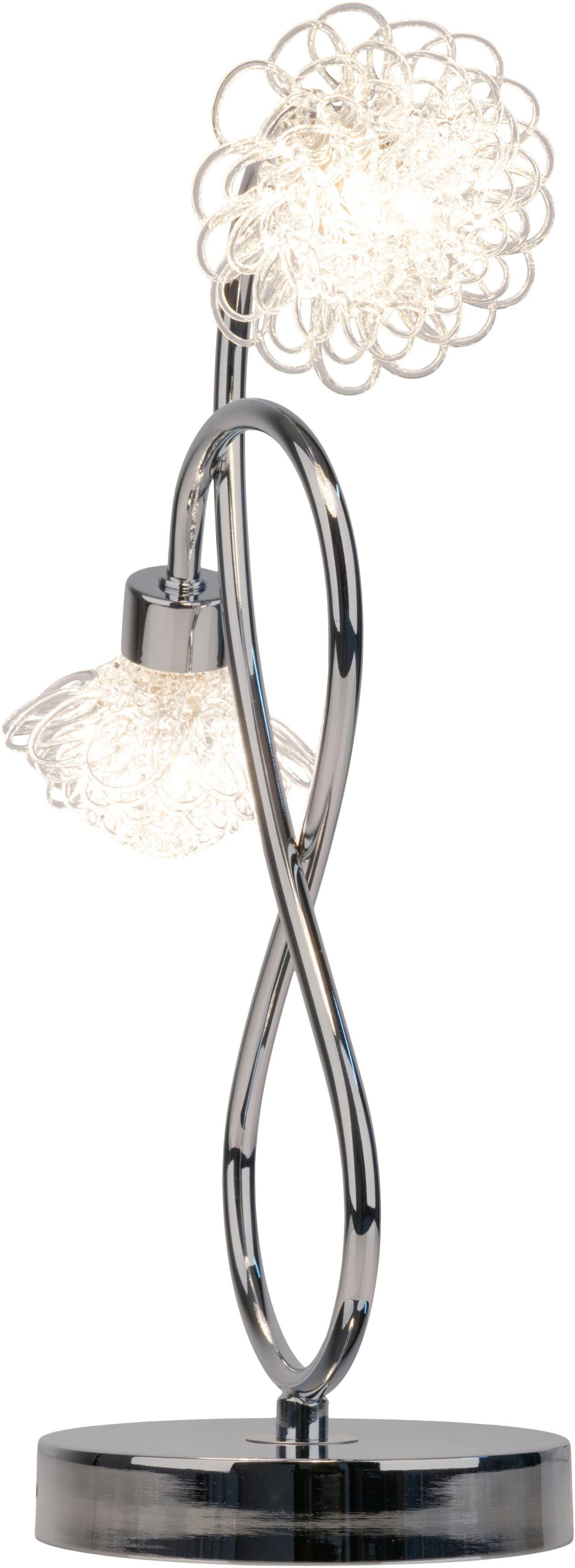 näve Led-tafellamp Flower heldere bloemvormige kappen, 2-armig, g9 led lichtbronnen, chroomkleurig (1 stuk)