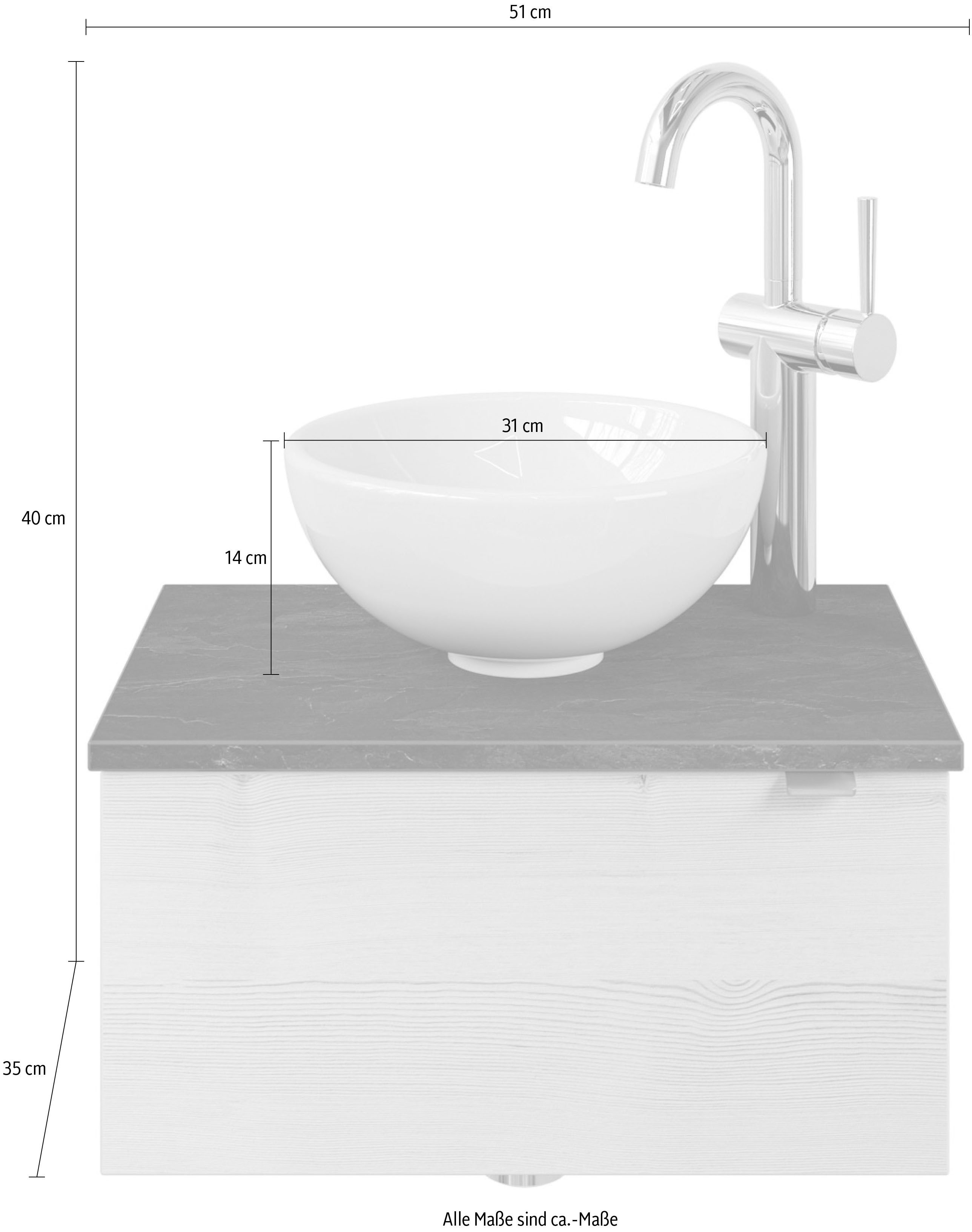Saphir Wastafelonderkast Serie 6915 wastafel met onderkast voor gastenbadkamer, tweede toilet (3-delig)