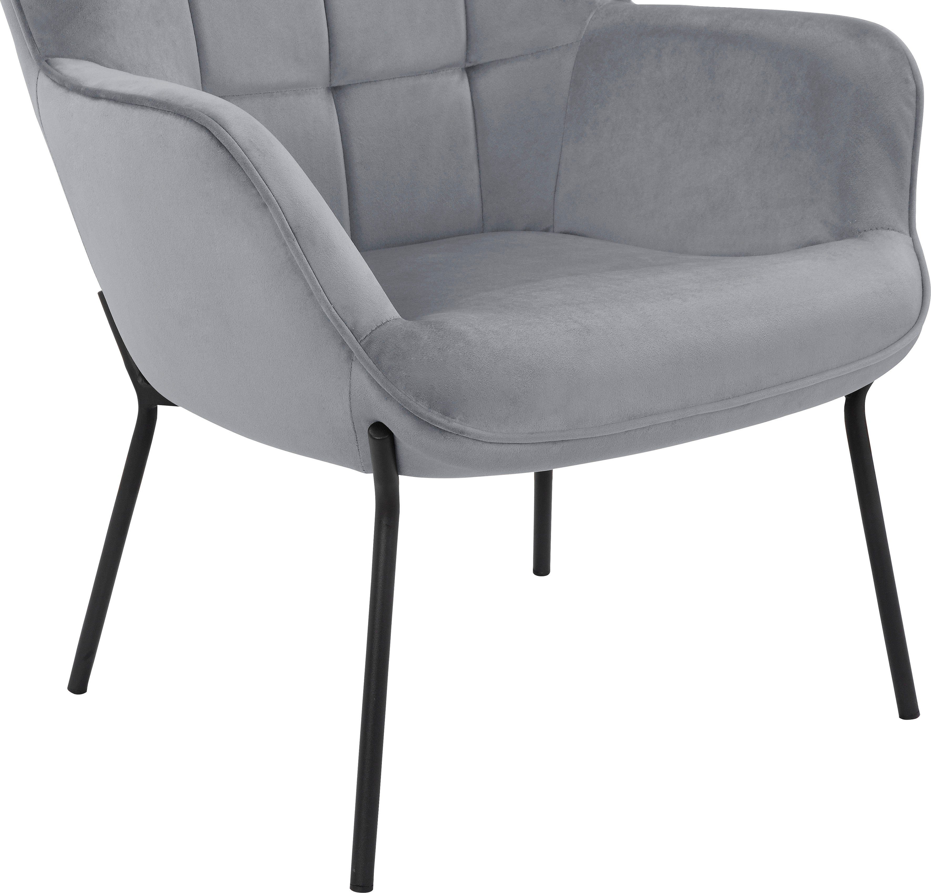 OTTO products Loungestoel Luukas, ovale stoel met metalen poten Stof gerecycled polyester, zacht verdikte zitting en rugleuning, zithoogte 46 cm (1 stuk)