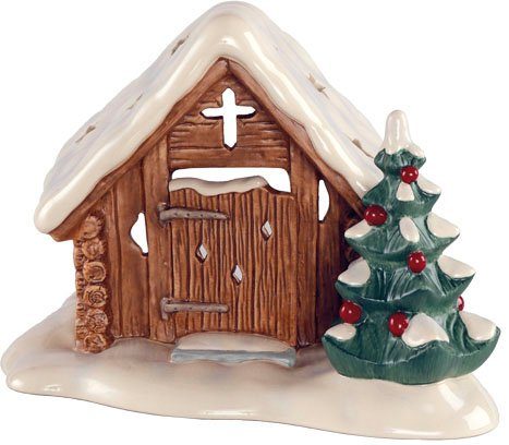 Goebel Waxinelichthouder Waldkapelle, Höhe ca. 16,5 cm, Weihnachtsfigur aus Steingut (1 stuk)