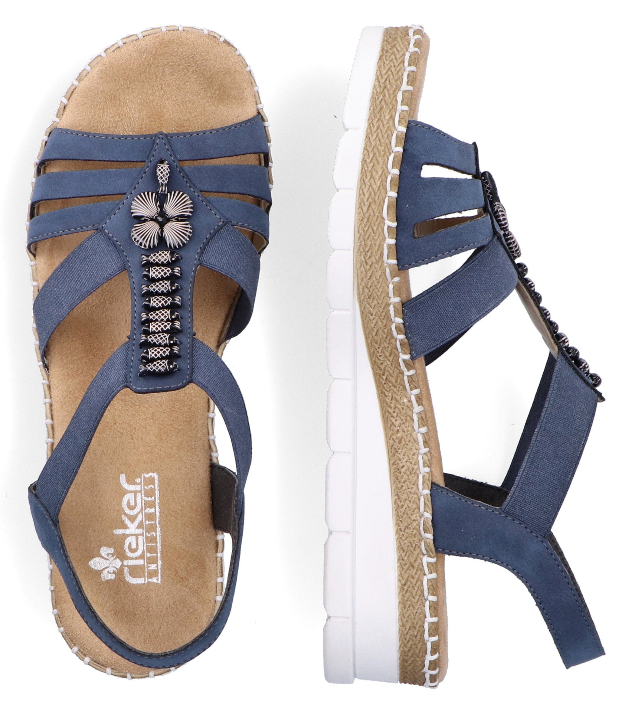 Rieker Sandalen zomerschoen, sandaal, sleehak, met modieuze decoratieve elementen